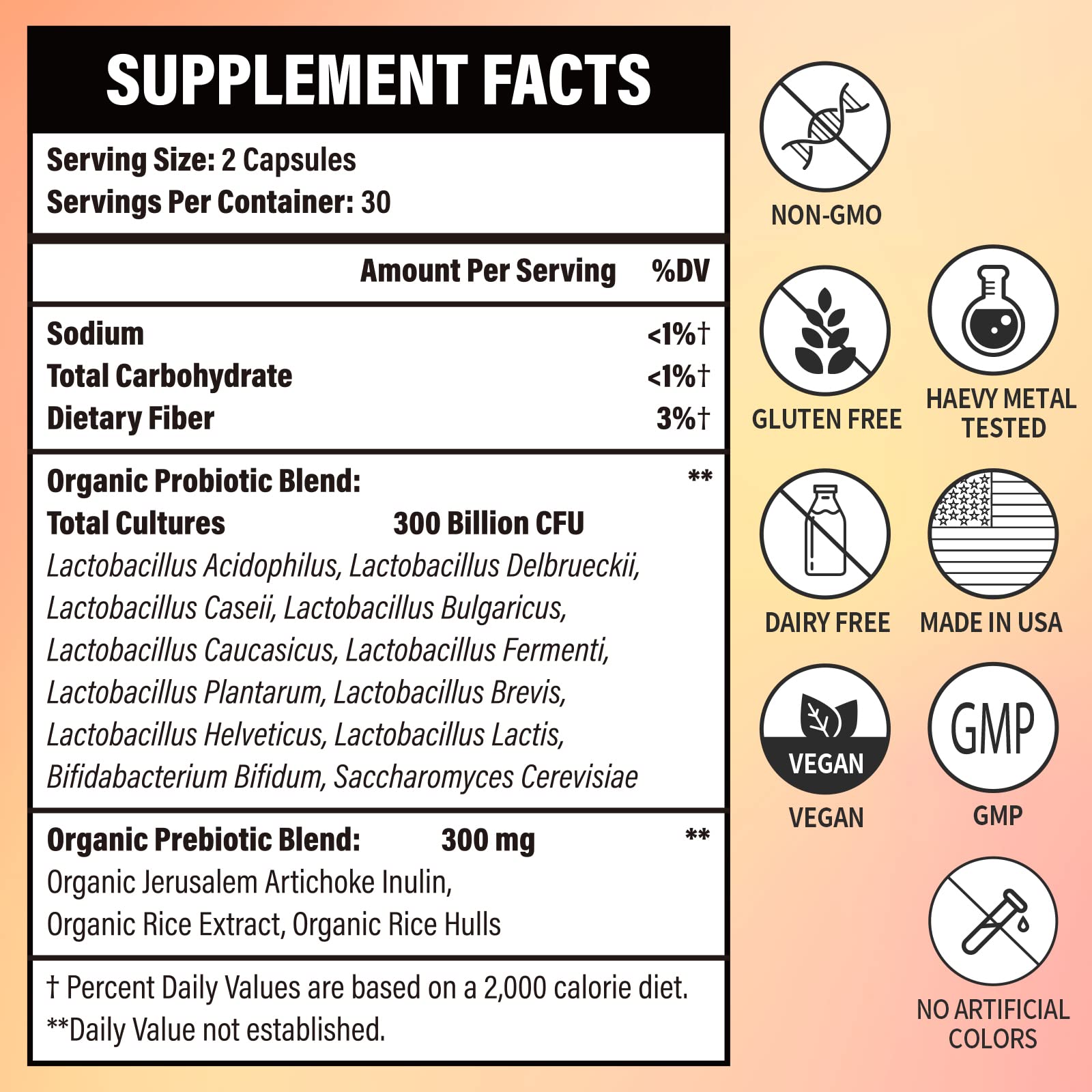 Lifeatlas Probiotics 300 Billion CFU supplement side view