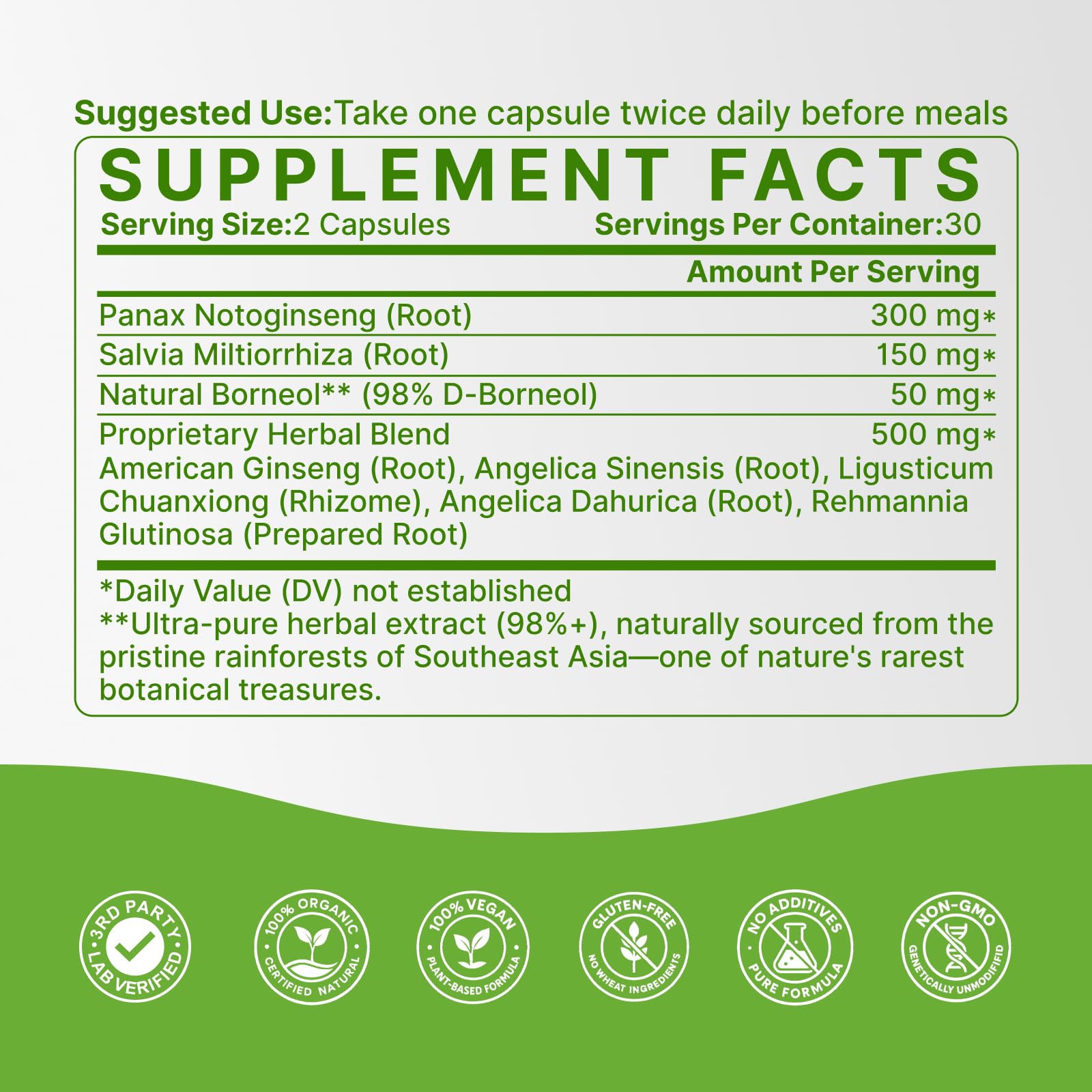 LifeBay Ginseng Herbal Supplement 60 Capsules capsules on a spoon