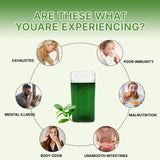 Lifebooil Chlorophyll lifestyle scene with glass of green drink