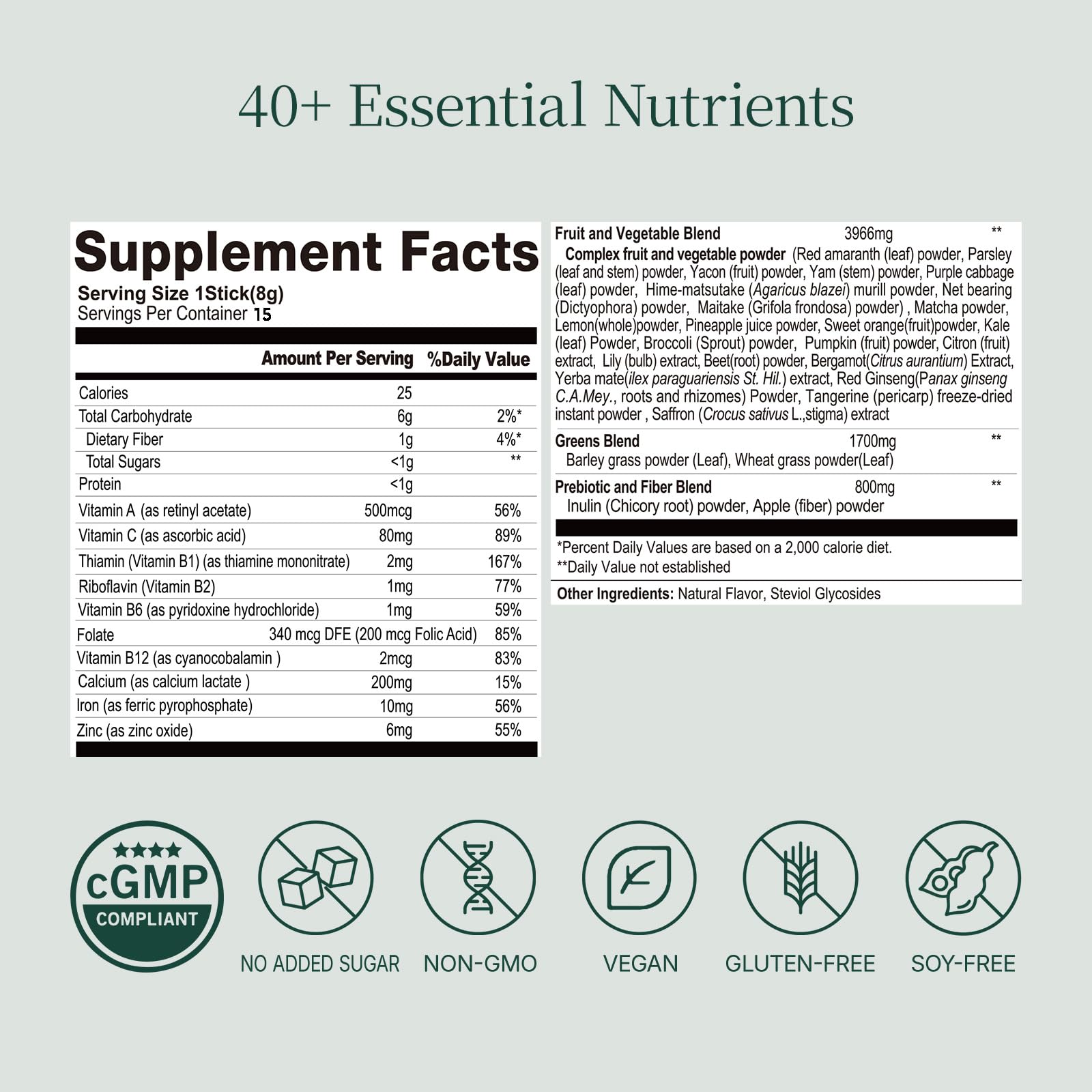 Lifebooil Spirulina Supplement with vegetables and fruits
