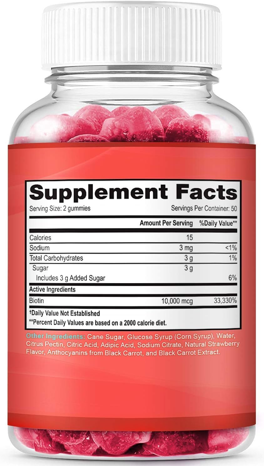 LifeCentric Health Biotin Gummies in a hand for size reference