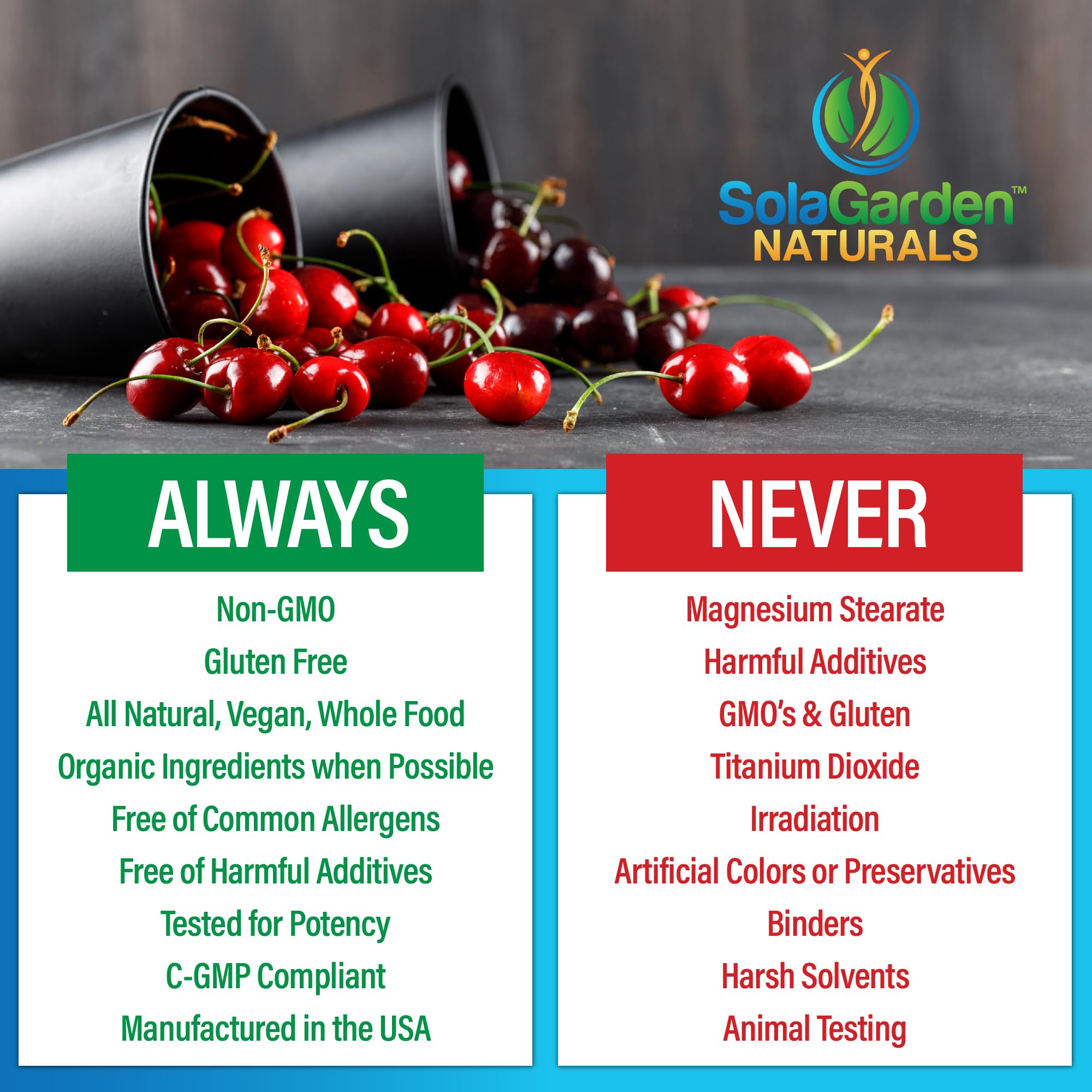 LifeGarden Naturals Super Strength Tart Cherry Capsules packaging details