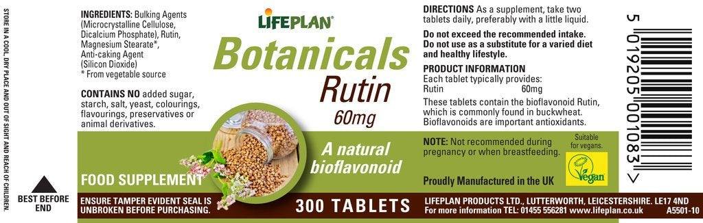 Lifeplan Rutin 60mg Blended Vitamin Supplement 300 Tablets packaging