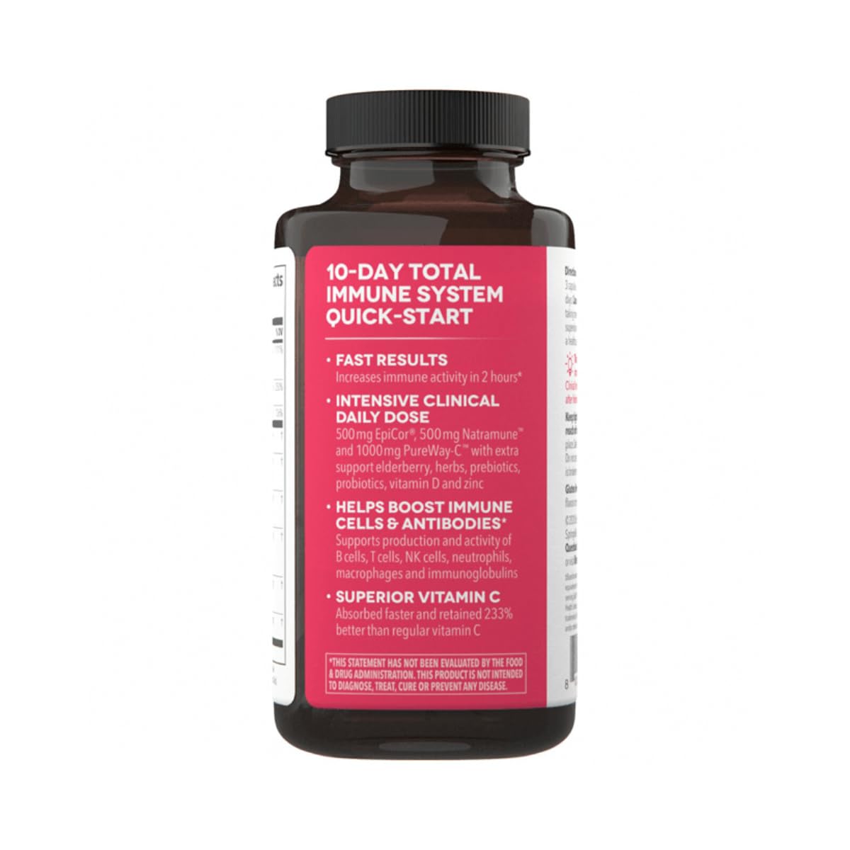 LifeSeasons Clinical daily wellness Quick-Start supplement bottle side view