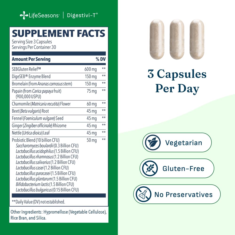 LifeSeasons daily-T Multi-Enzymes 82g ingredients list