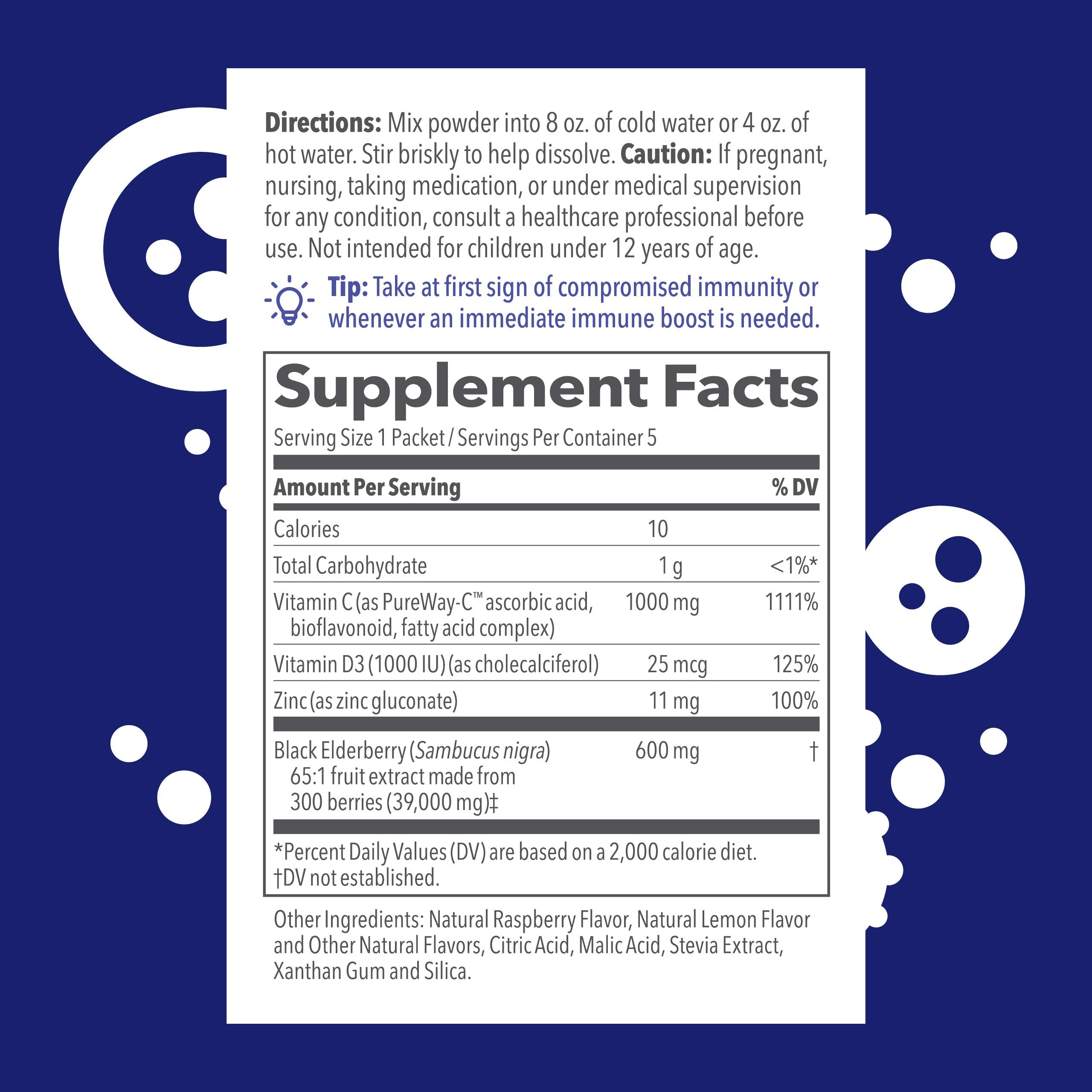 LifeSeasons Elderberry Drink supplement back view showing ingredients