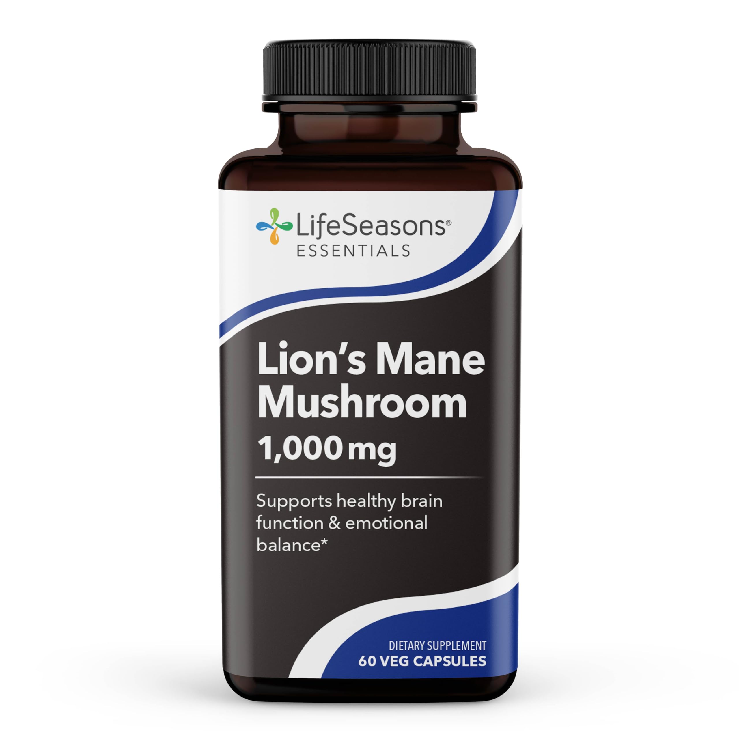 LifeSeasons Lion’s Mane Mushroom Supplement 45g front view with packaging