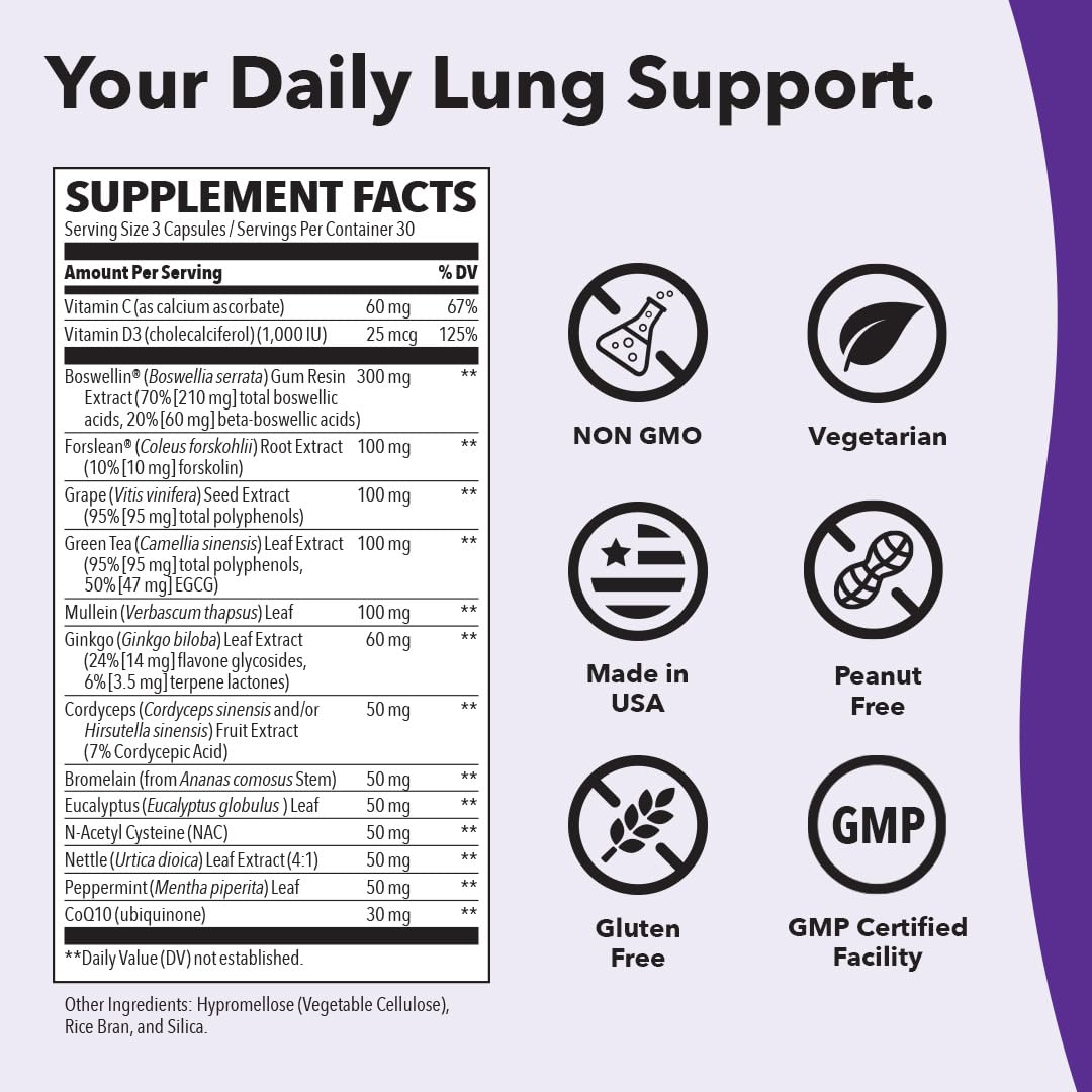 LifeSeasons Lung Capaci-T supplement bottle with ingredients list visible