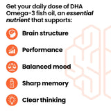 LifeSeasons NeuroQ DHA-400 softgel side view showing dosage