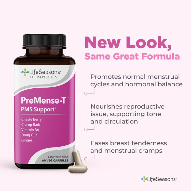 LifeSeasons Pre-Mense-T multivitamin capsules side view