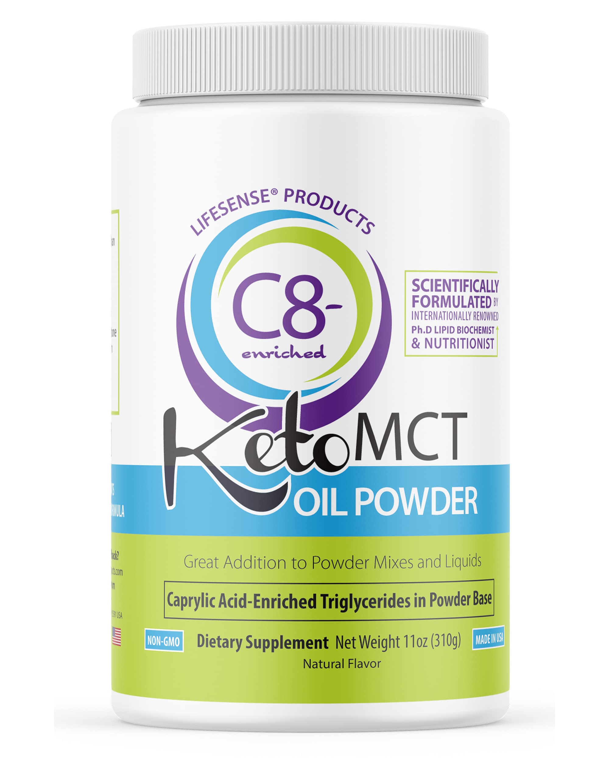 LIFESENSE MCT Oil Powder 372g front view packaging