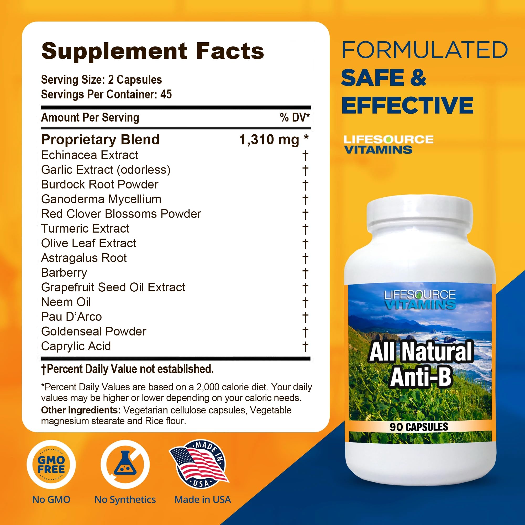 LifeSource Vitamins Echinacea Capsules on a wooden table