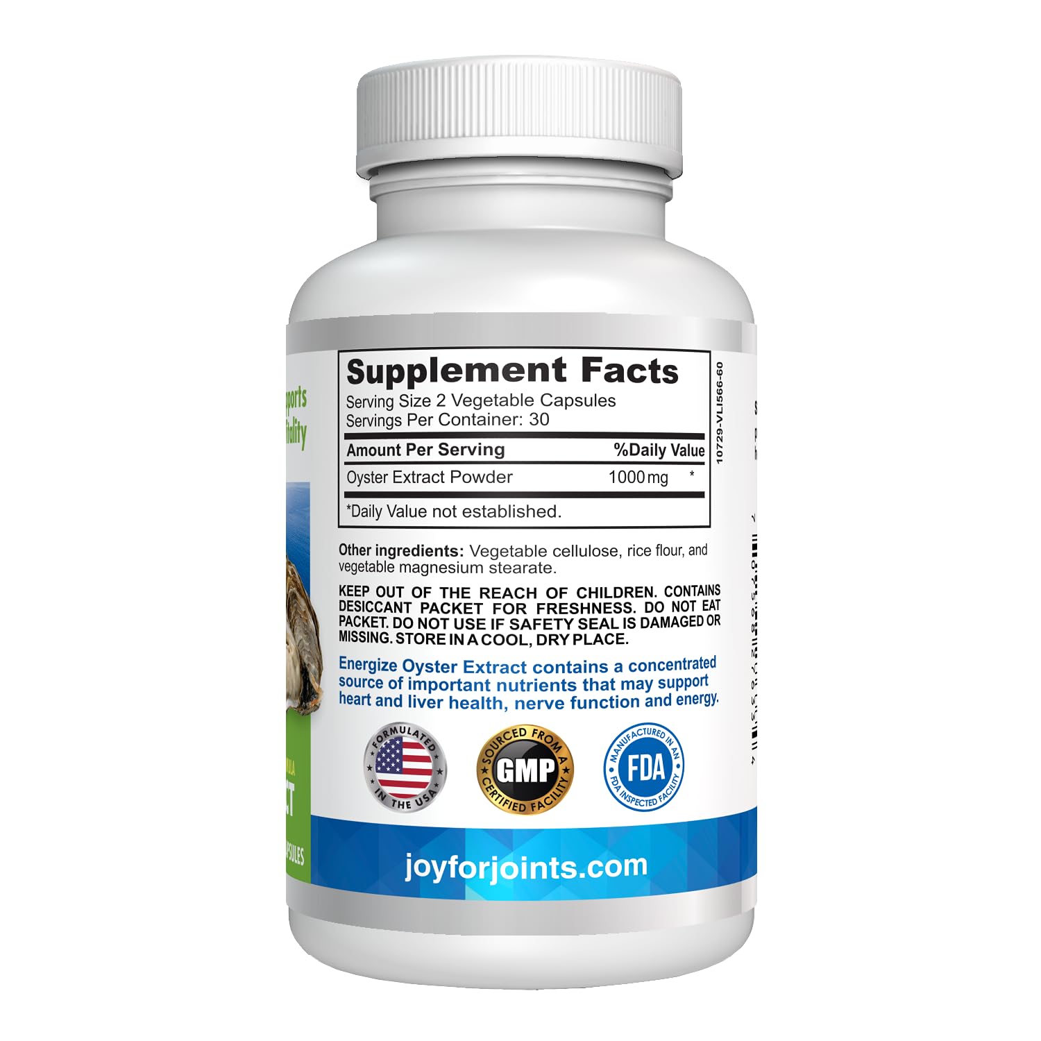 LIFESPAN Oyster Extract 500mg packaging side view