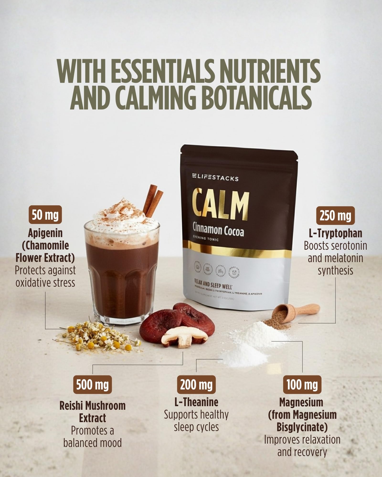 LIFESTACKS Cinnamon Cocoa Evening Drink prepared in a cup