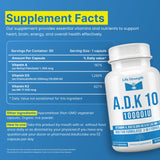 LifeStrength ADK 10 Vitamin Supplement capsules on a wooden surface