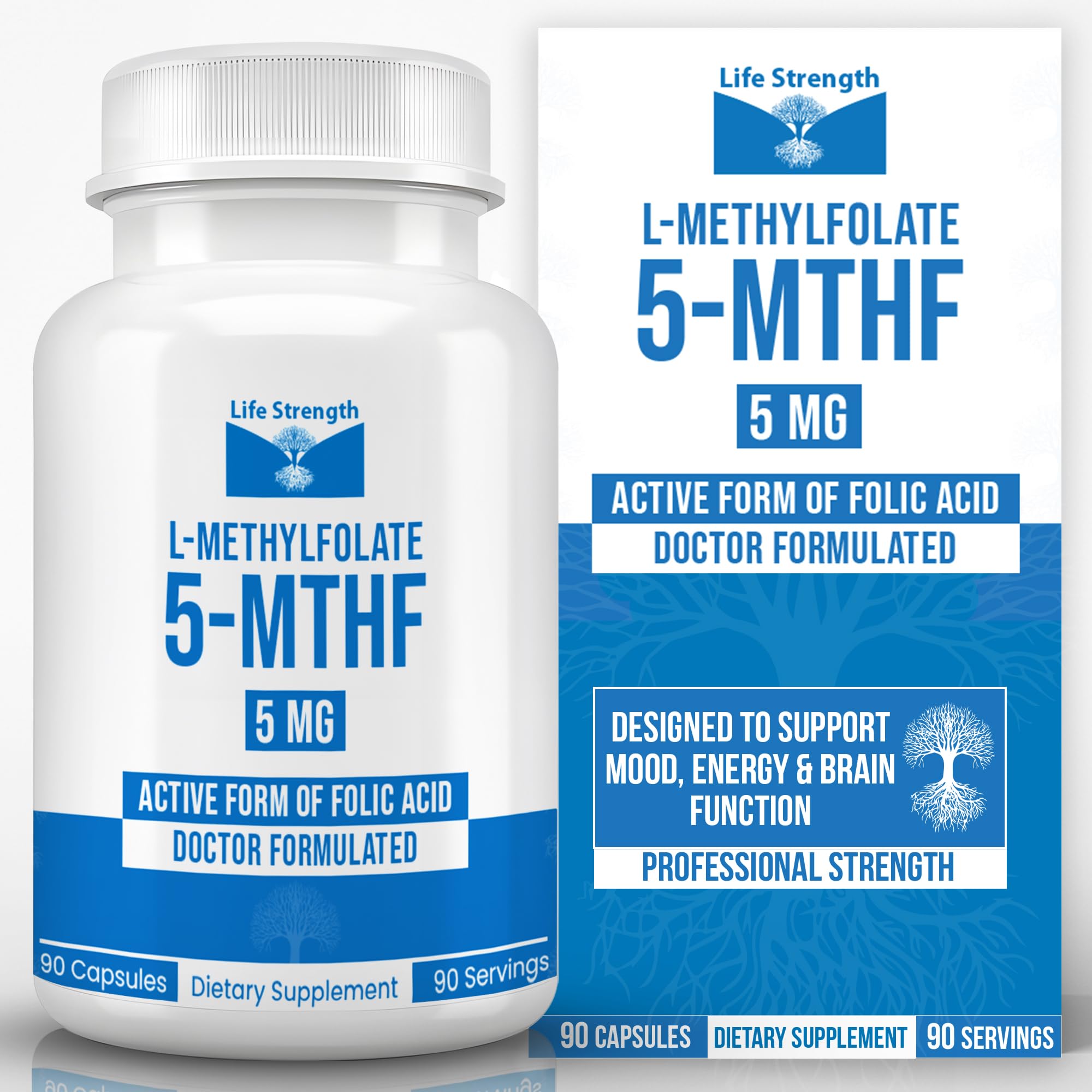 LifeStrength Methylfolate 15mg Dietary Supplement front view