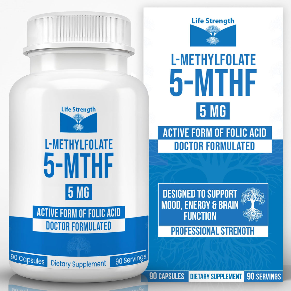 LifeStrength Methylfolate 15mg Dietary Supplement front view