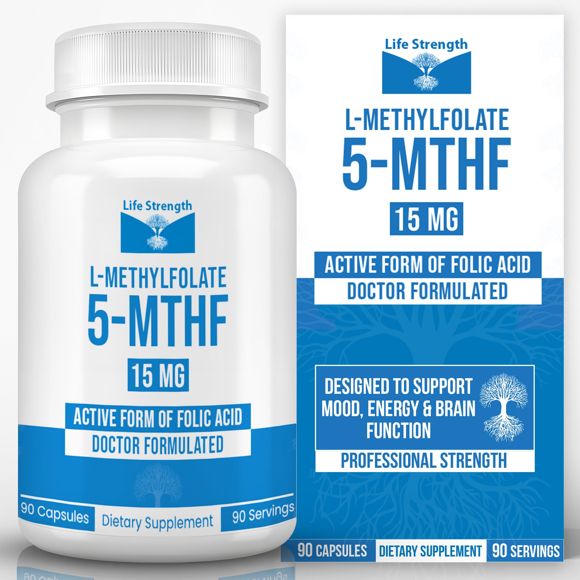 LifeStrength Methylfolate 15mg Dietary Supplement front view