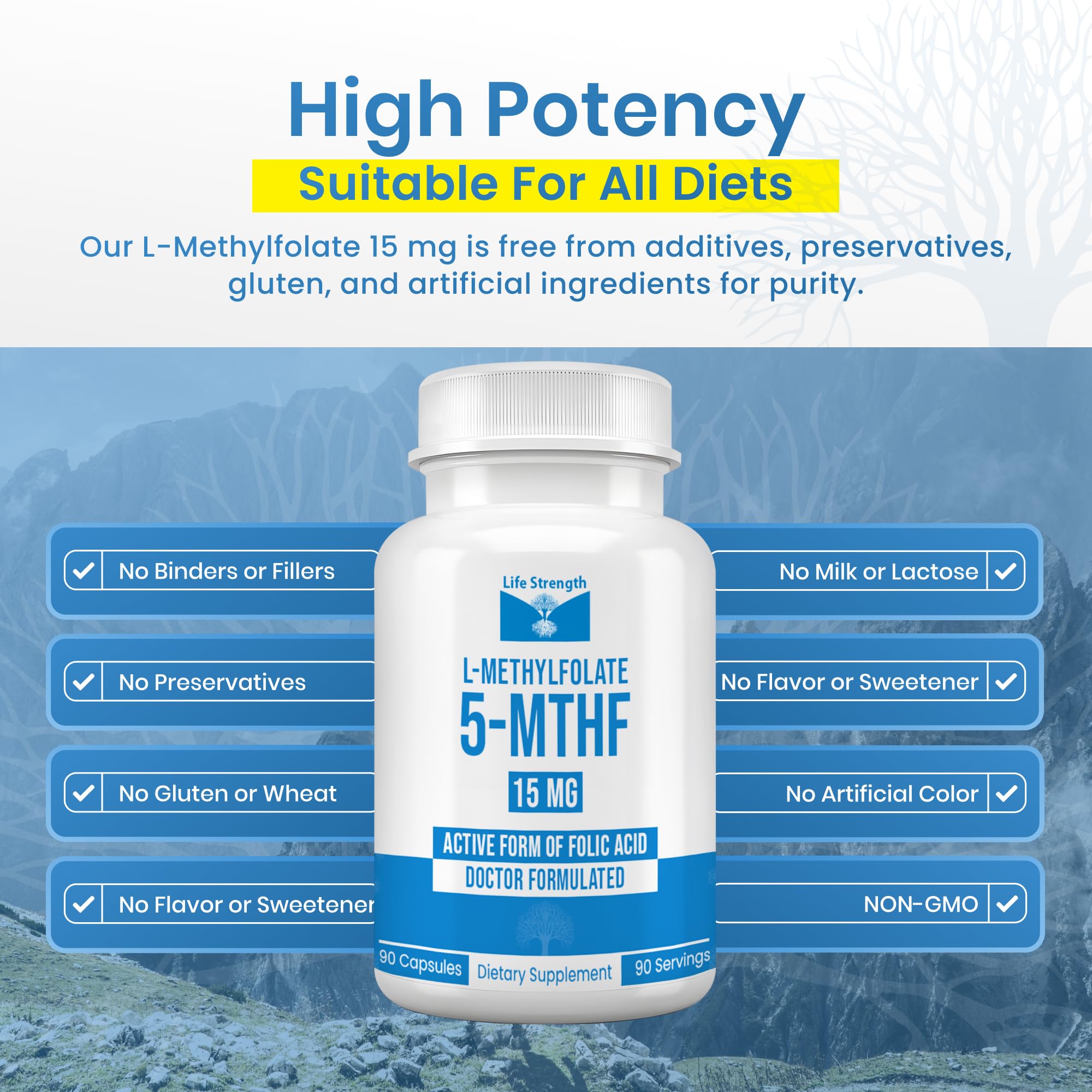LifeStrength Methylfolate 15mg Dietary Supplement ingredients list