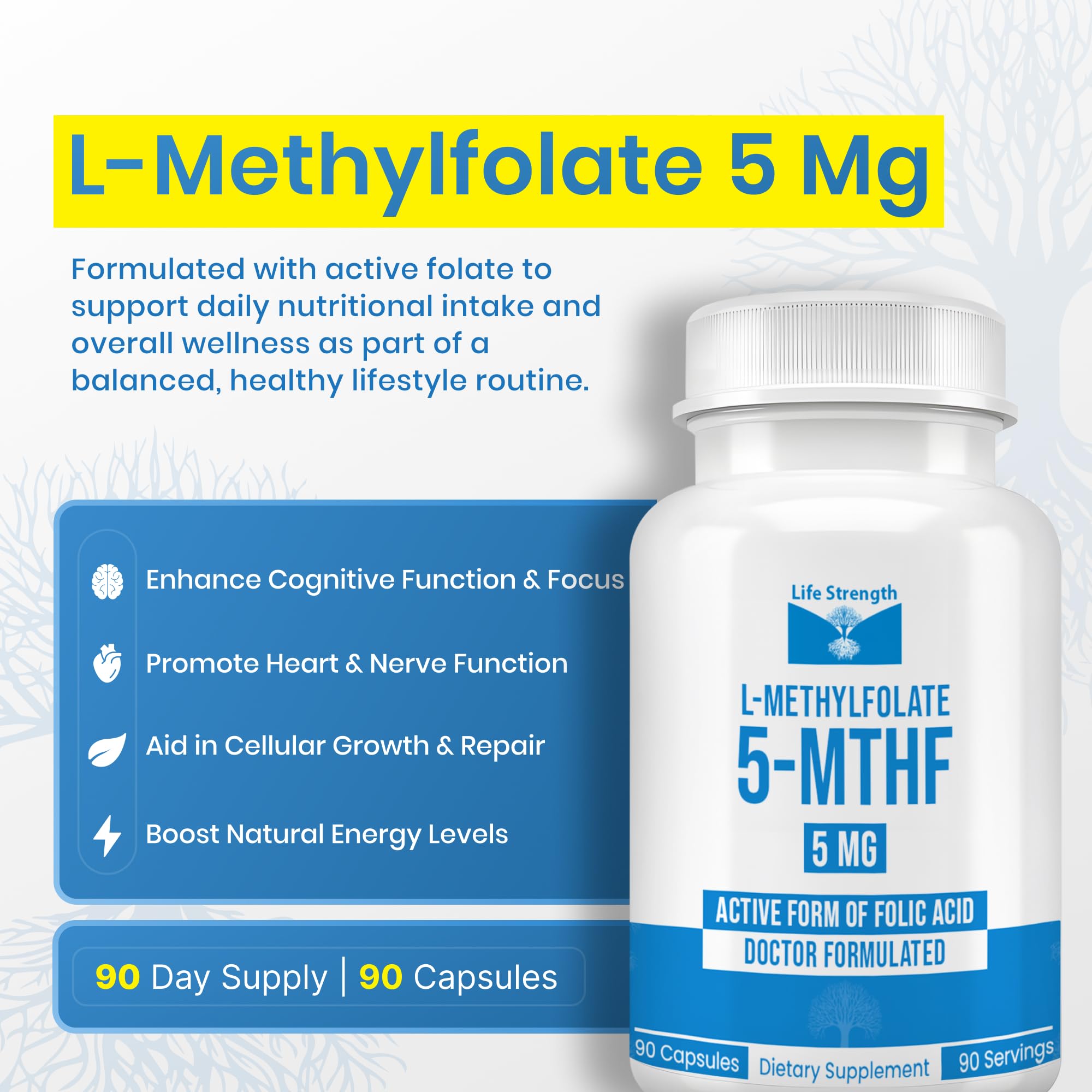 LifeStrength Methylfolate 15mg Dietary Supplement packaging