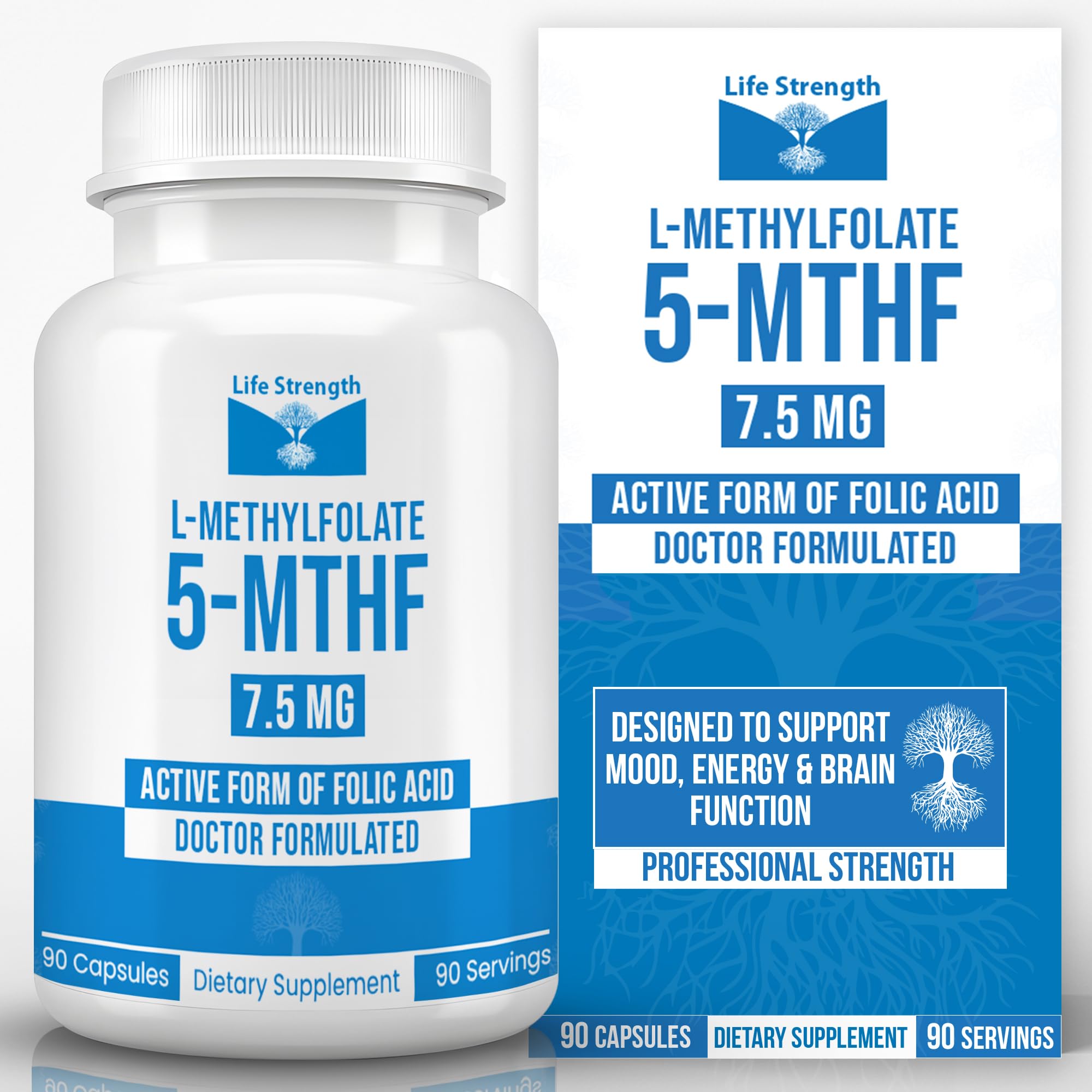 LifeStrength Methylfolate 15mg supplement front view