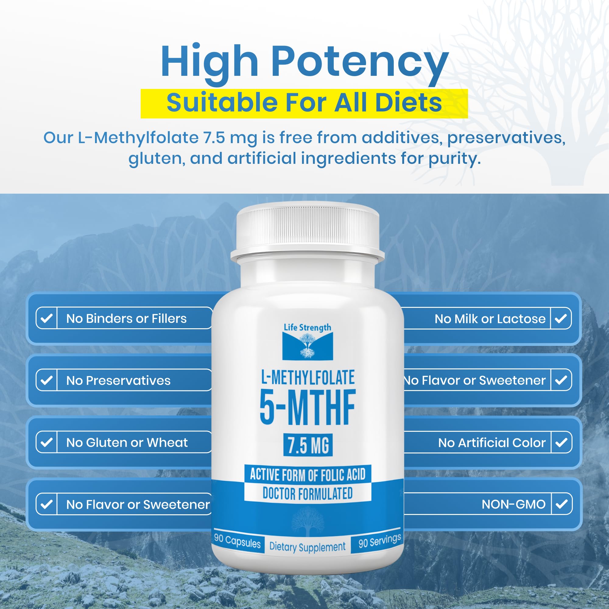 LifeStrength Methylfolate 15mg supplement with measuring spoon