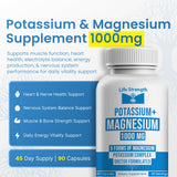 LifeStrength Potassium Magnesium Supplement 1000mg bottle side view