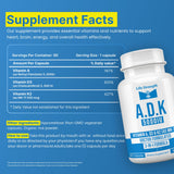 LifeStrength Vitamin ADK Supplement bottle back view with ingredients