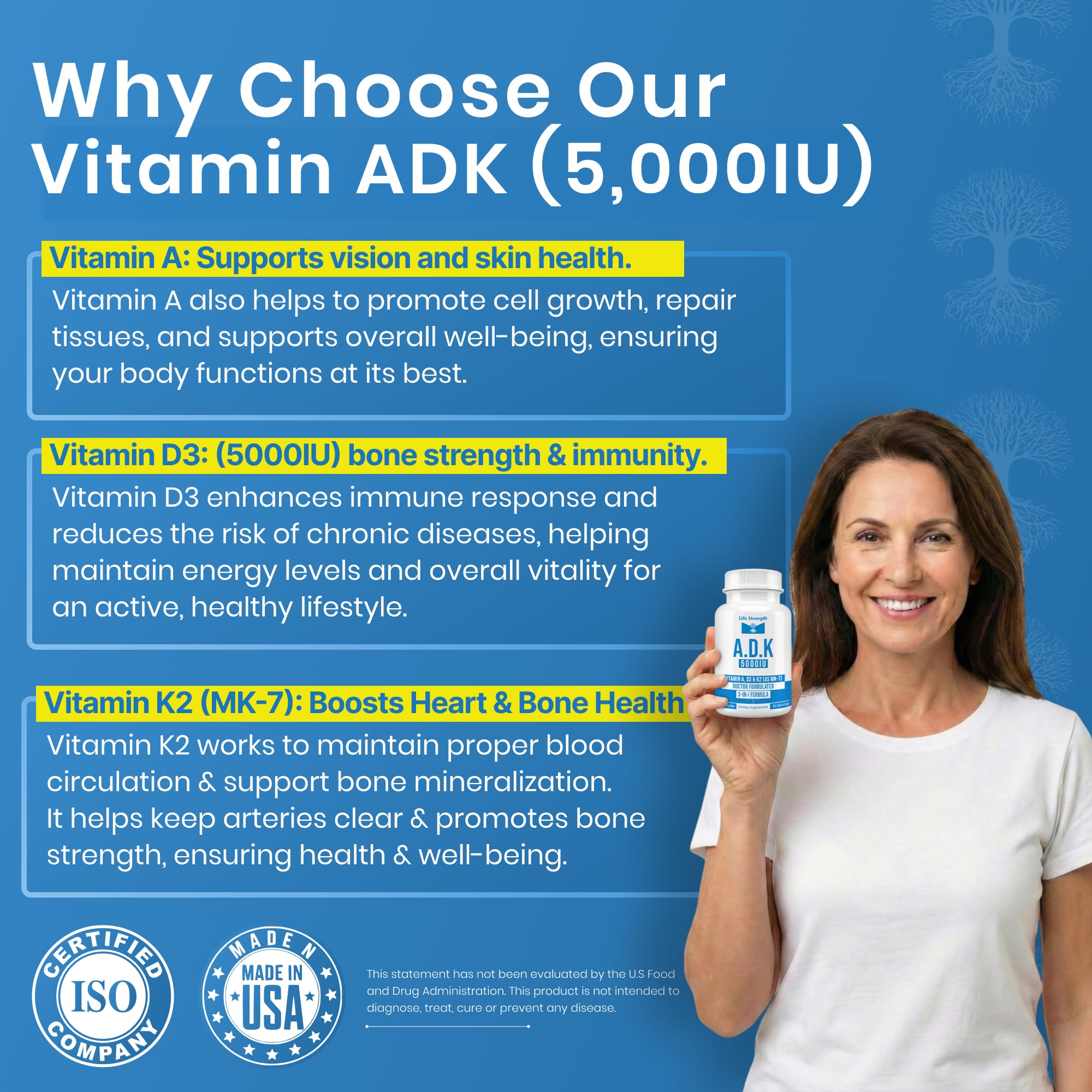 LifeStrength Vitamin ADK Supplement capsules in a spoon