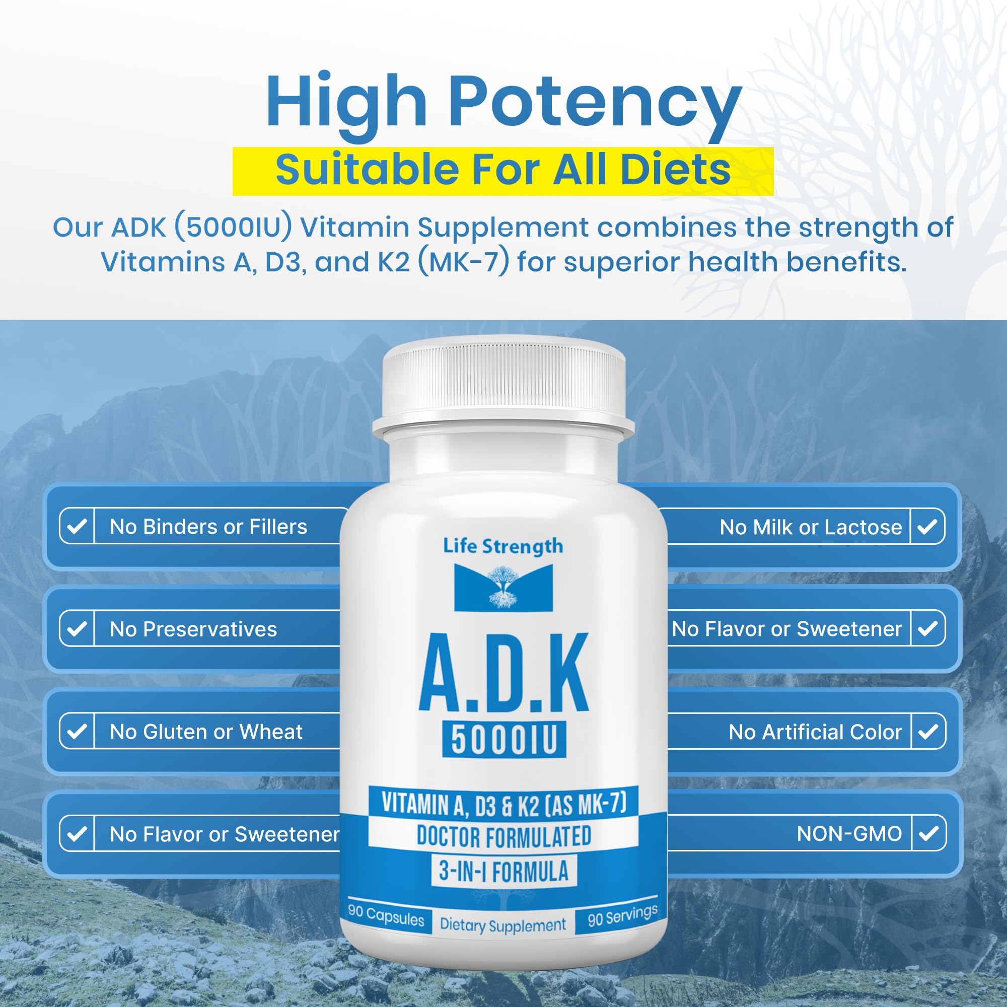 LifeStrength Vitamin ADK Supplement packaging details