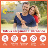 Lifestyle image of aSquared Nutrition Citrus Bergamot + Berberine Capsules on a kitchen counter