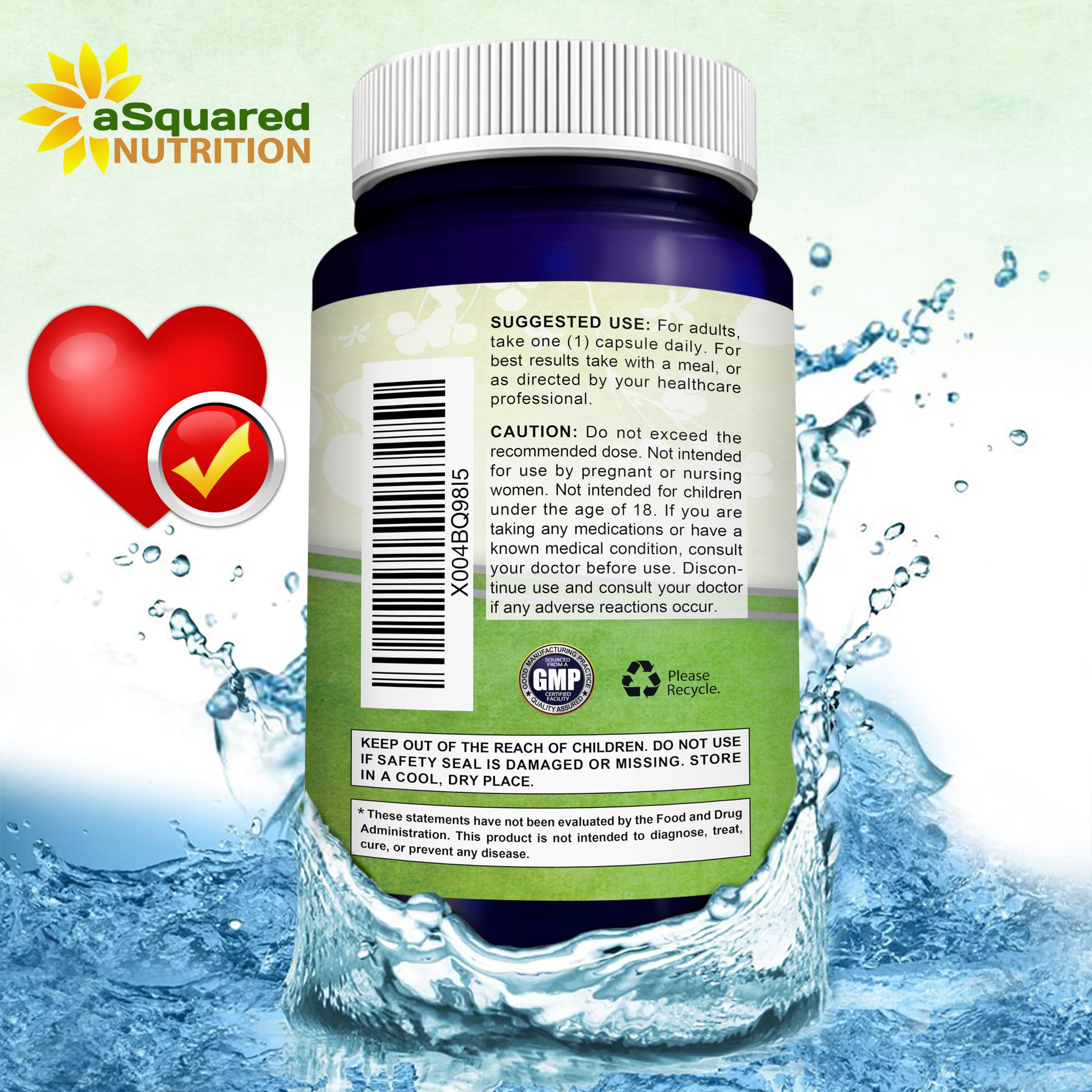 Lifestyle image of aSquared Nutrition CoQ10 400mg capsules with a glass of water