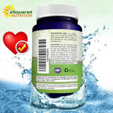 Lifestyle image of aSquared Nutrition CoQ10 400mg capsules with a glass of water