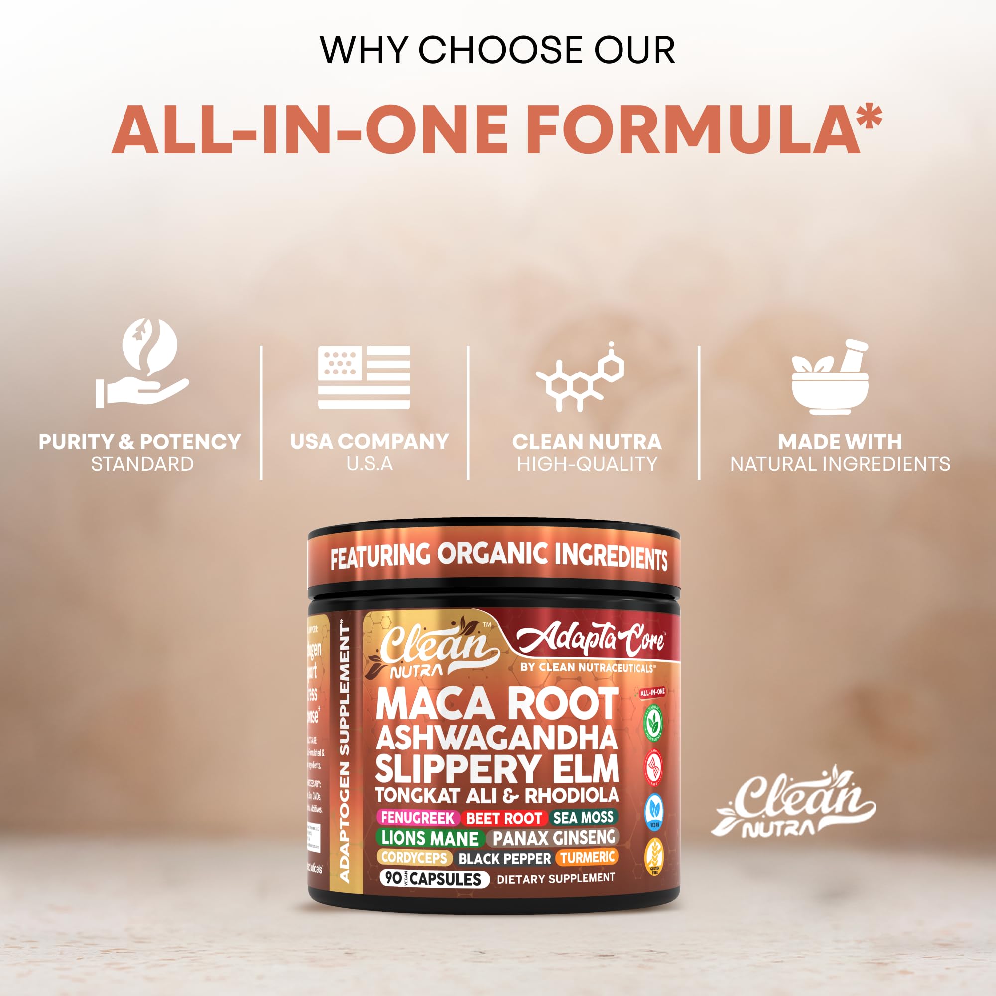Lifestyle image of Clean Nutraceuticals Maca Root Capsules