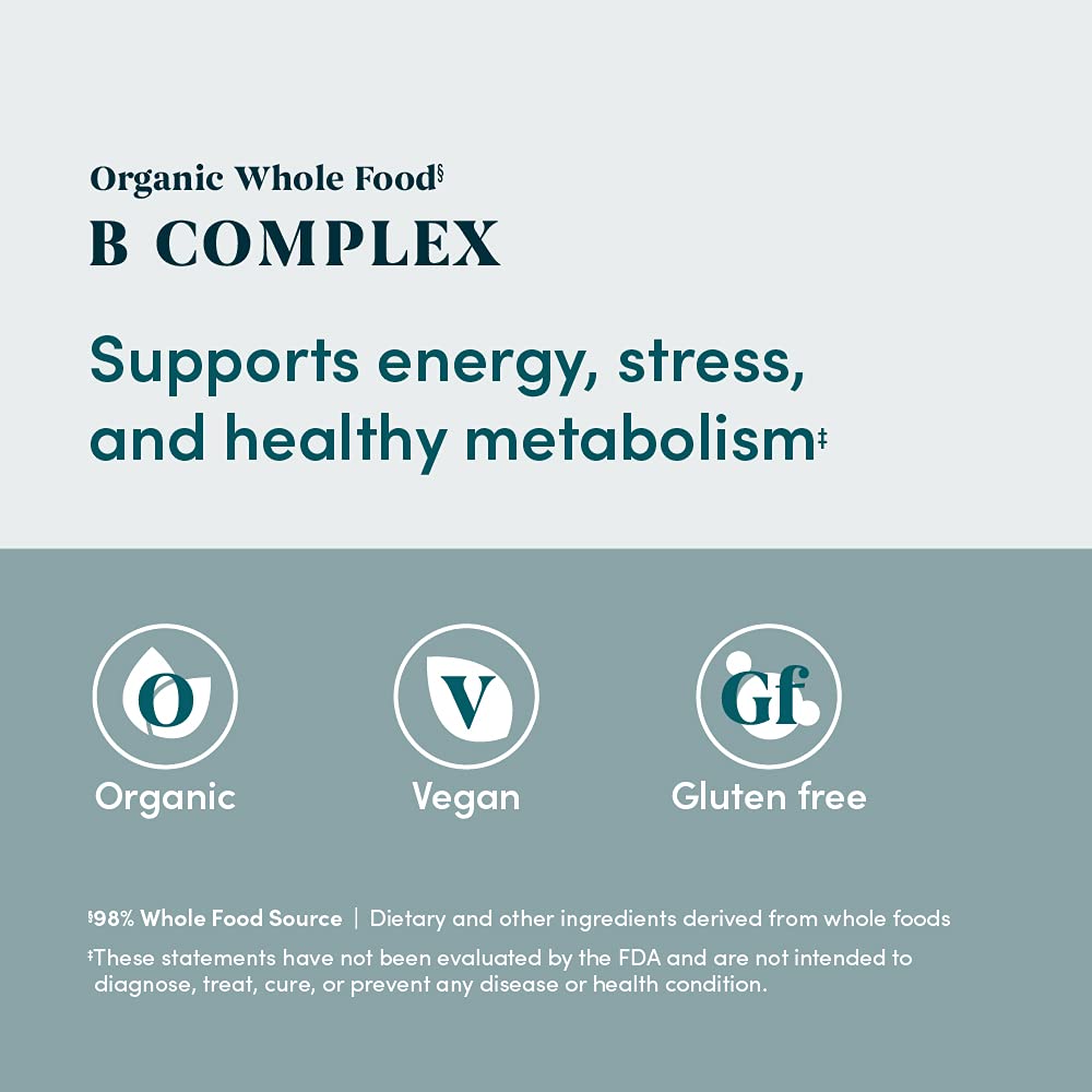 Lifestyle image of Elements Organic Whole Food B Complex on a kitchen counter