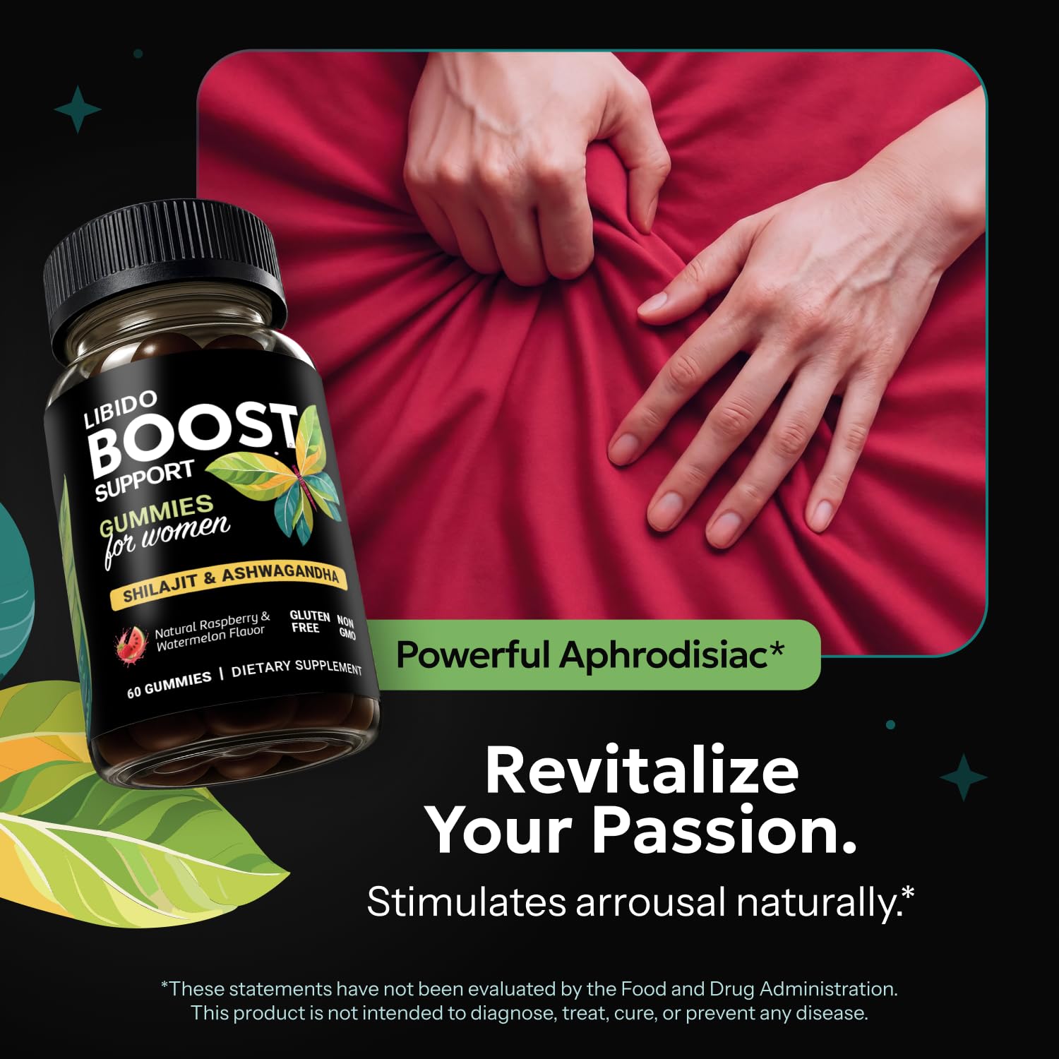 Lifestyle image of Enyvia Women's Libido Gummies with natural elements