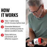 Lifestyle image of Force Factor Chewable Melatonin 5mg on bedside table