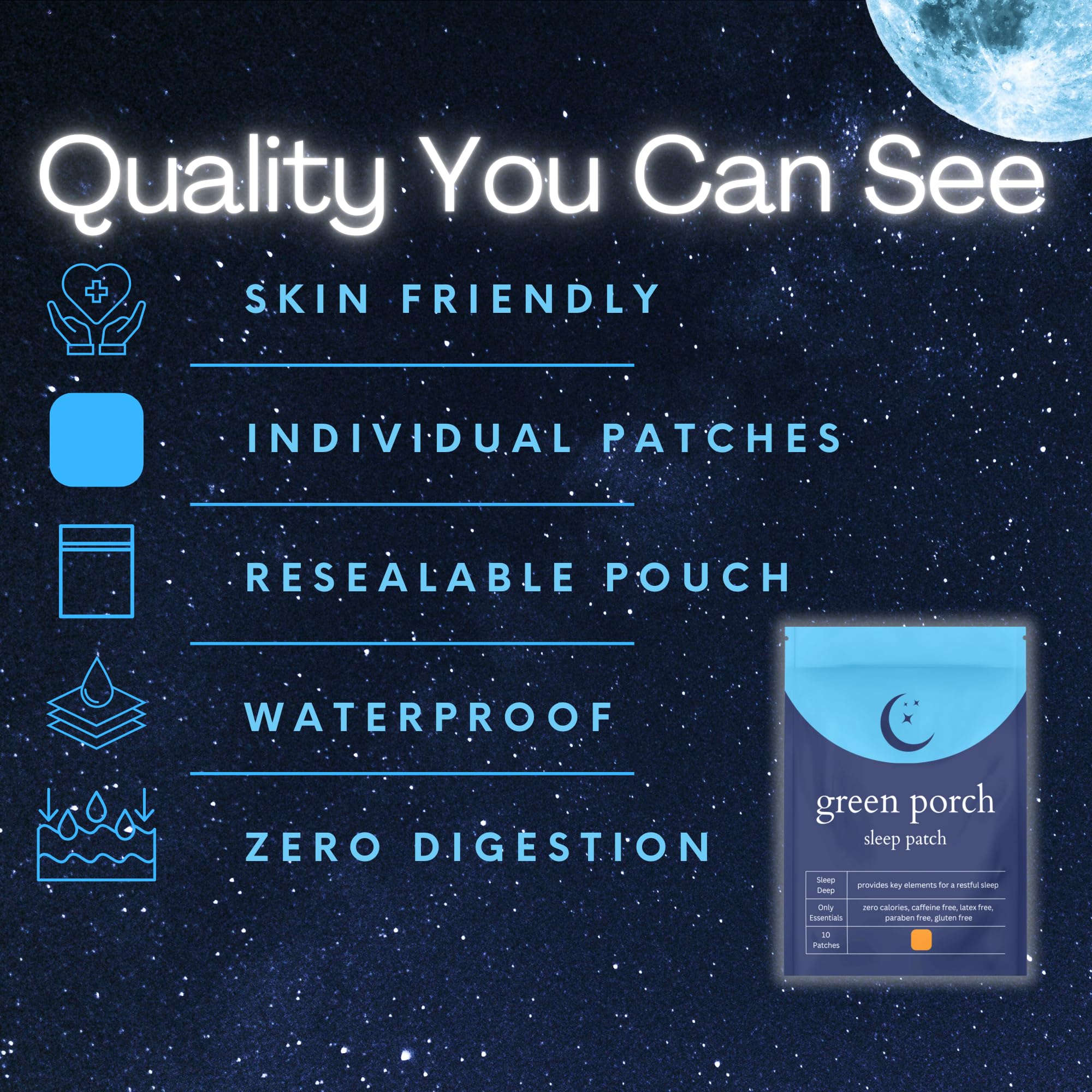 Lifestyle image of Green Porch Sleep Patches on bedside table