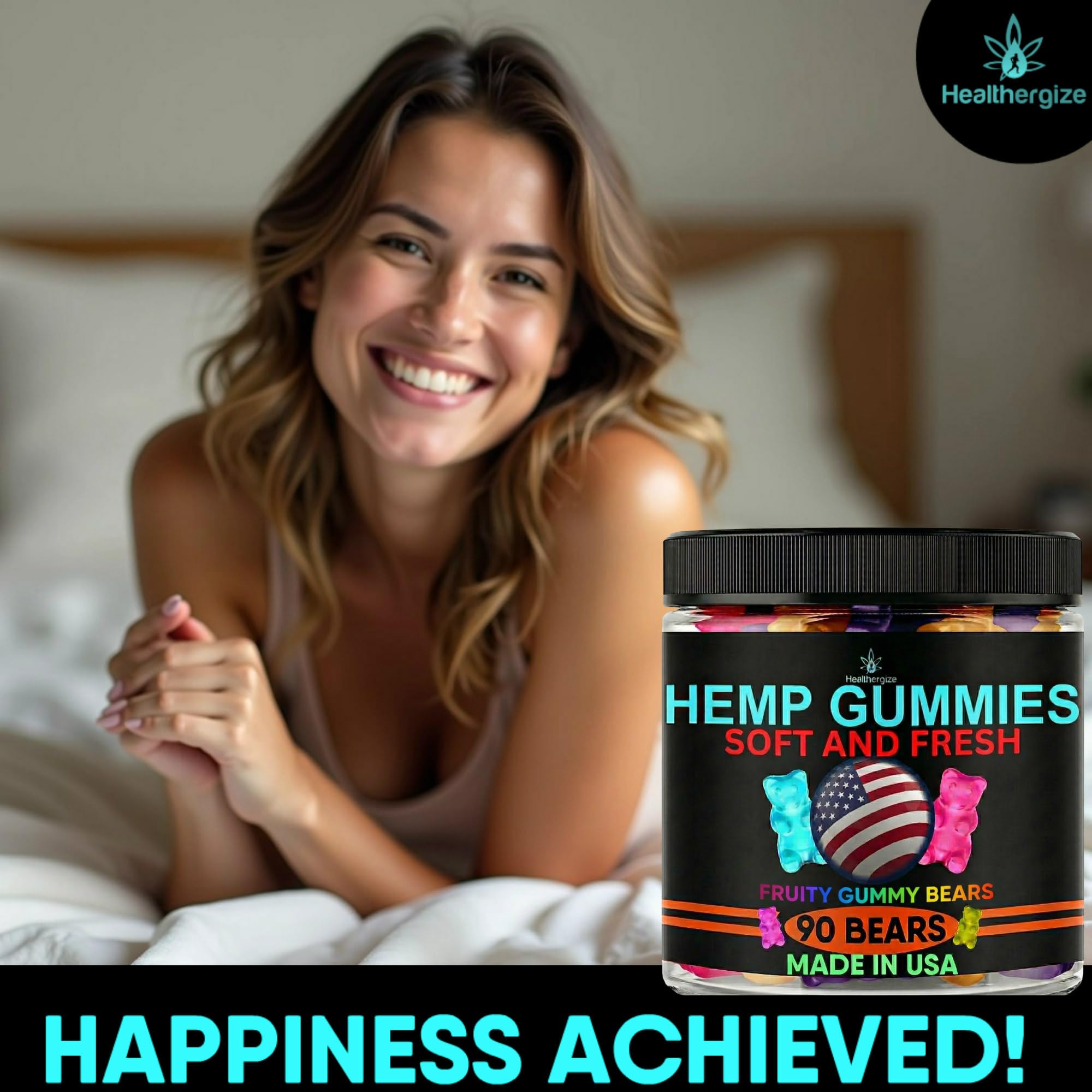 Lifestyle image of Healthergize Hemp Gummies next to a bedtime book