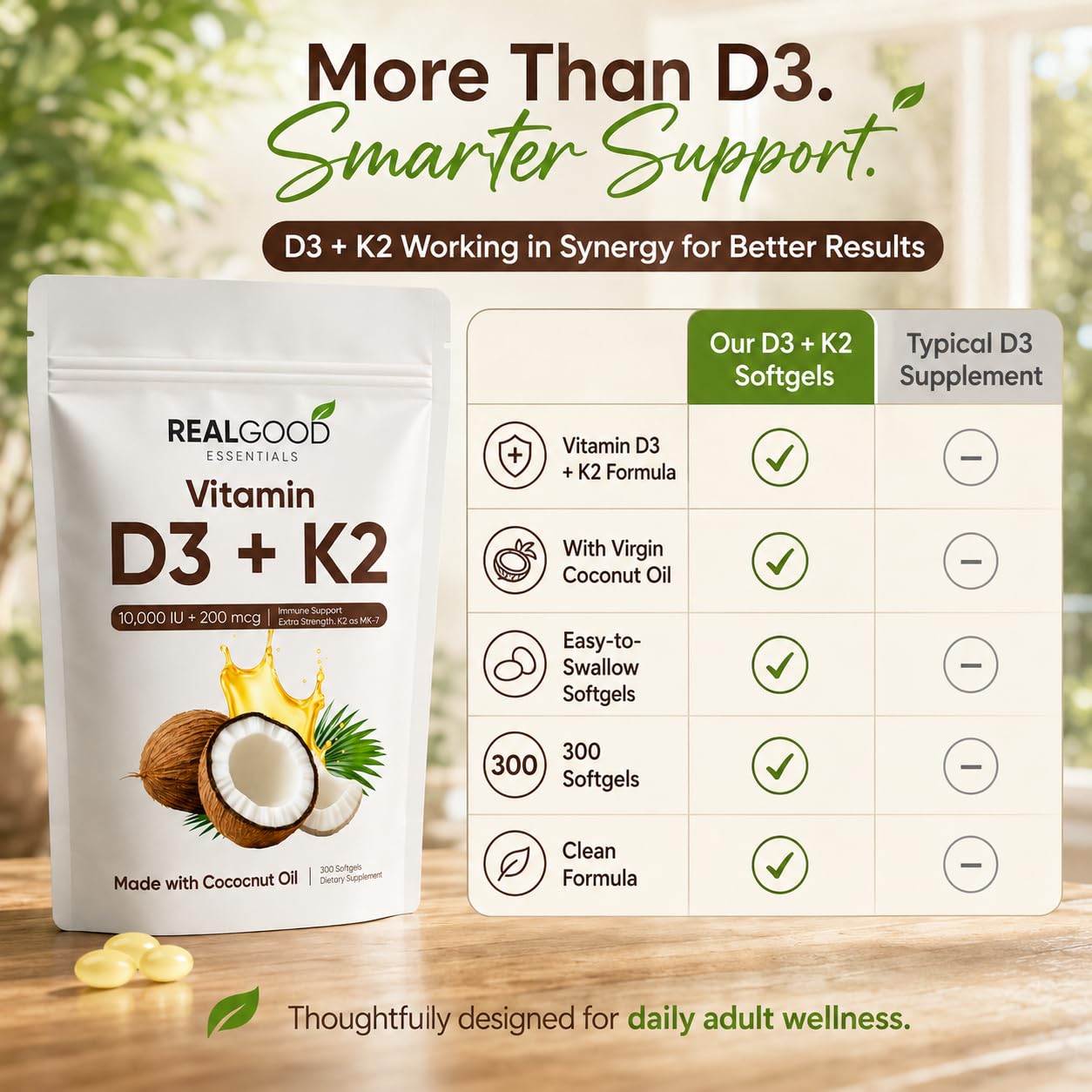 Lifestyle image of LUNESSA Vitamin D3 & K2 Softgels