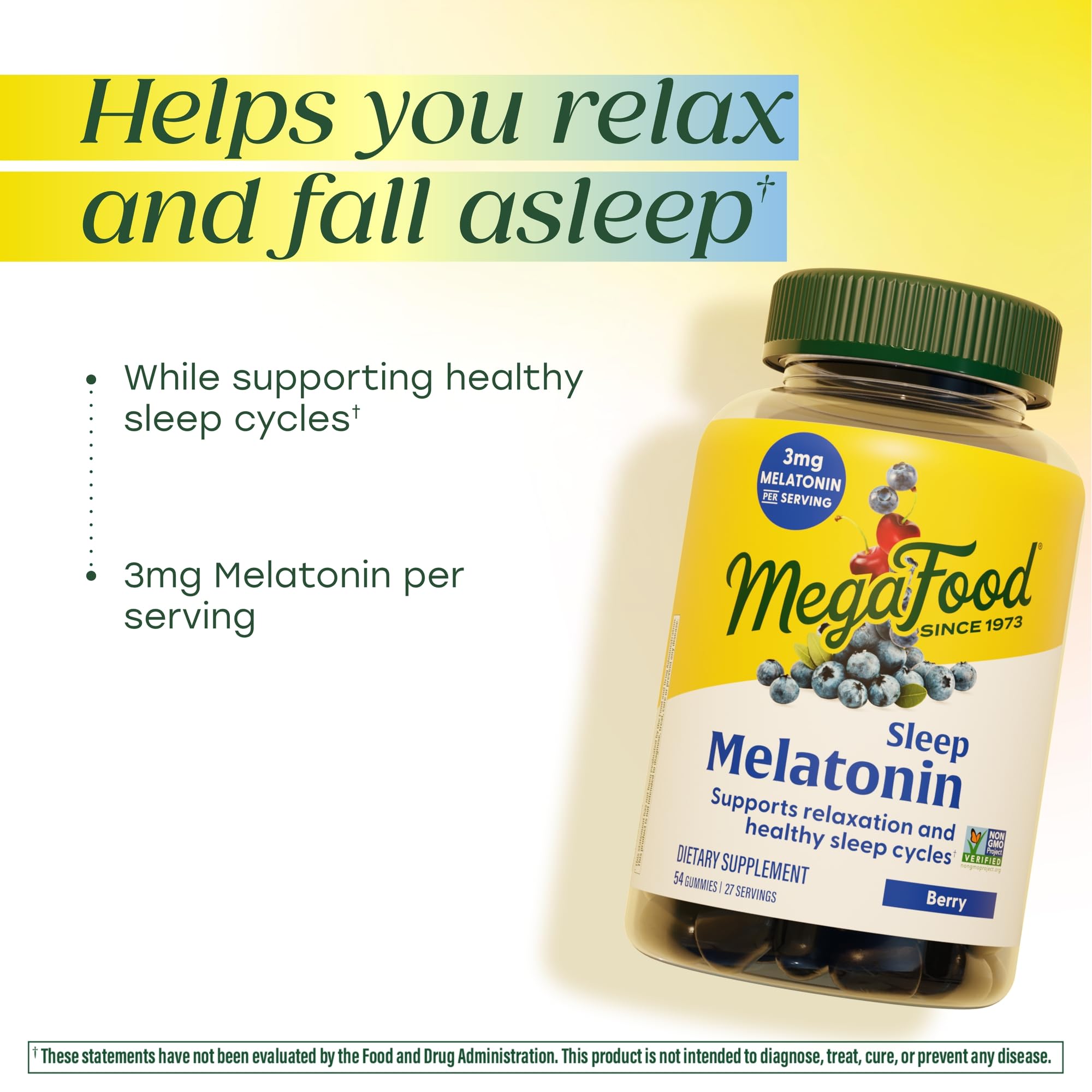 Lifestyle image of MegaFood Melatonin Gummies on a bedside table