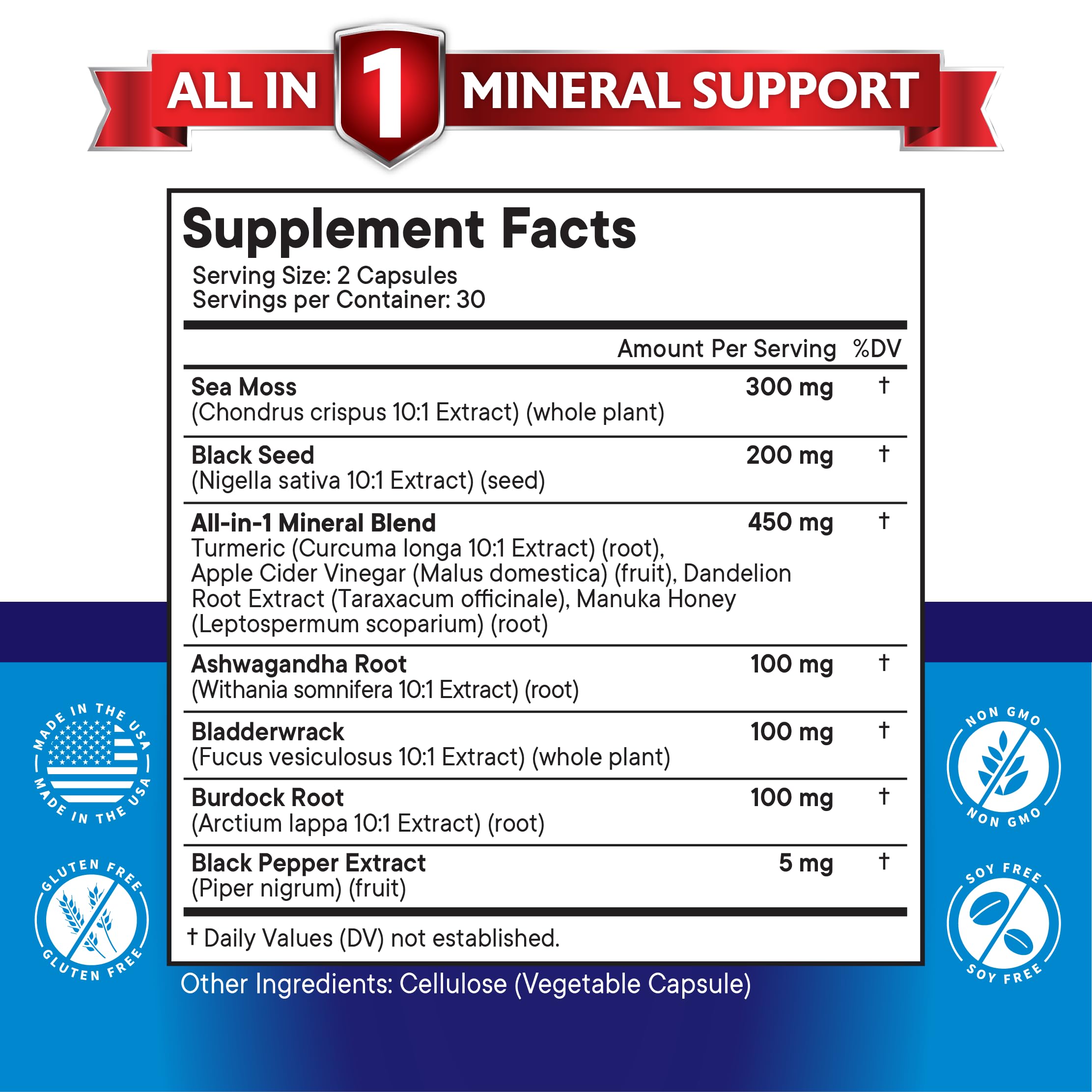 Lifestyle image of NEW AGE Sea Moss Capsules with a glass of water