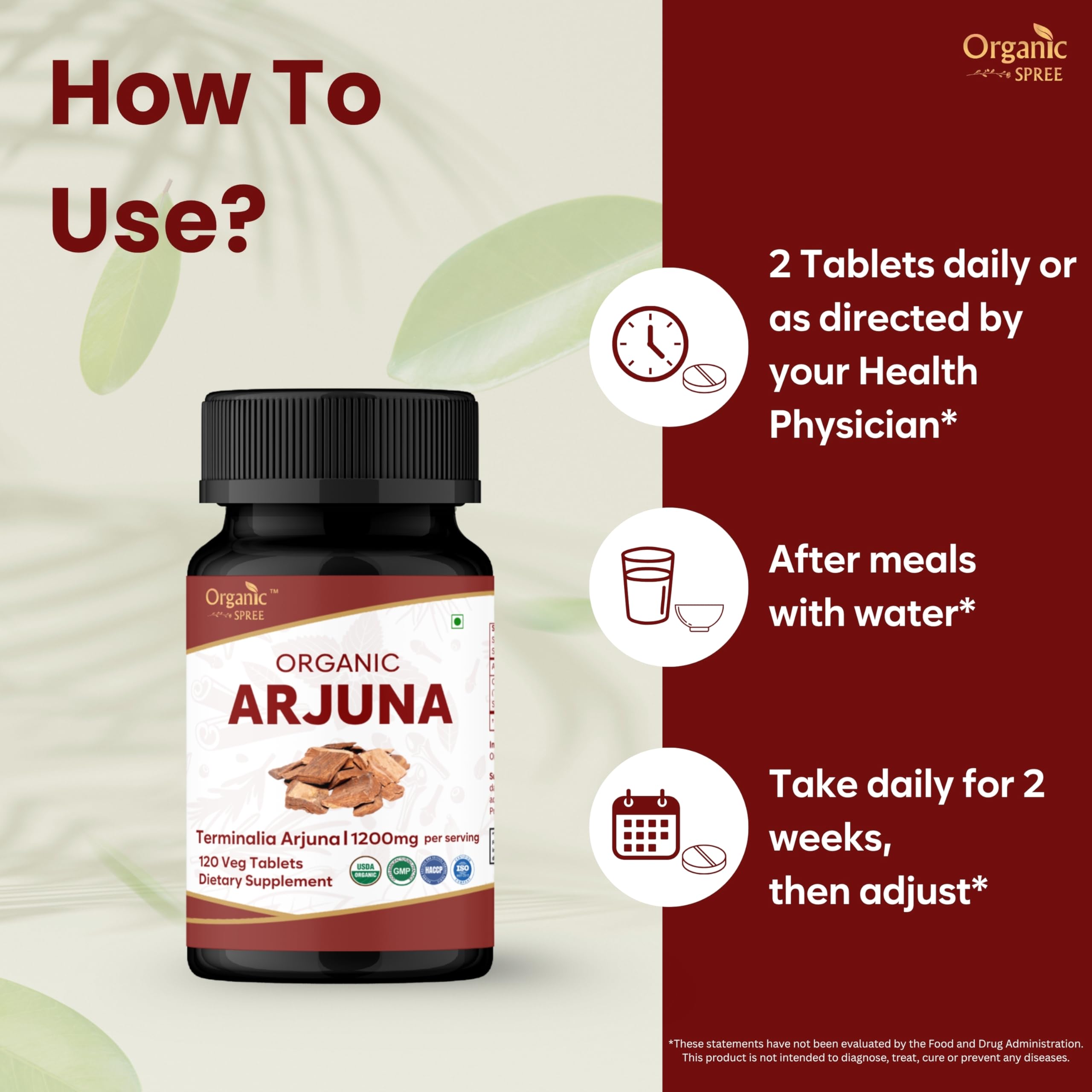 Lifestyle image of ORGANIC SPREE Arjuna Tablets on a wooden table