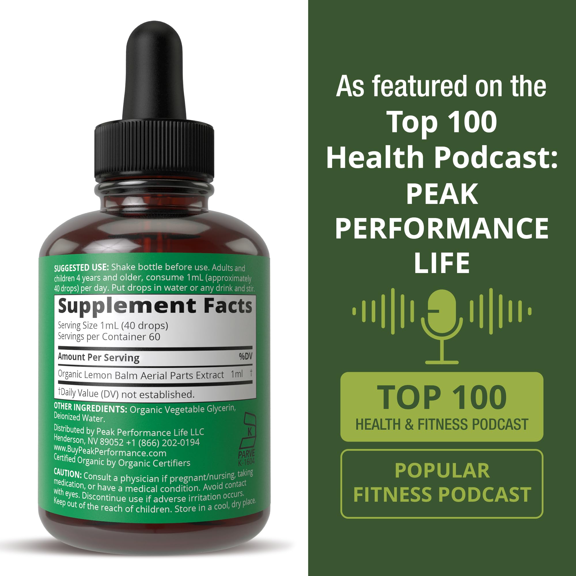 Lifestyle image of Peak Performance Lemon Balm Tincture in a drink