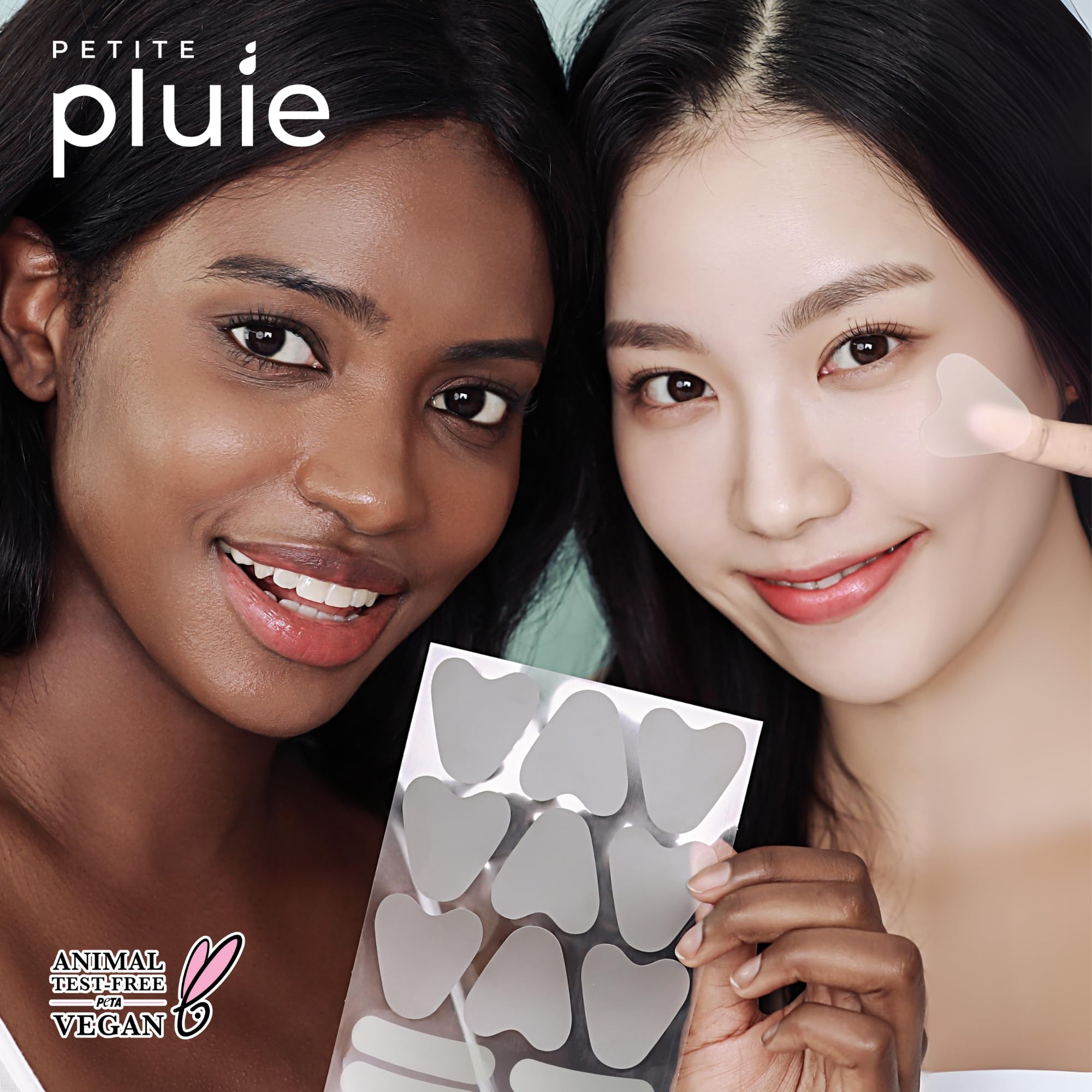 Lifestyle image of PETITE PLUIE Collagen Face Wrinkle Patches being used