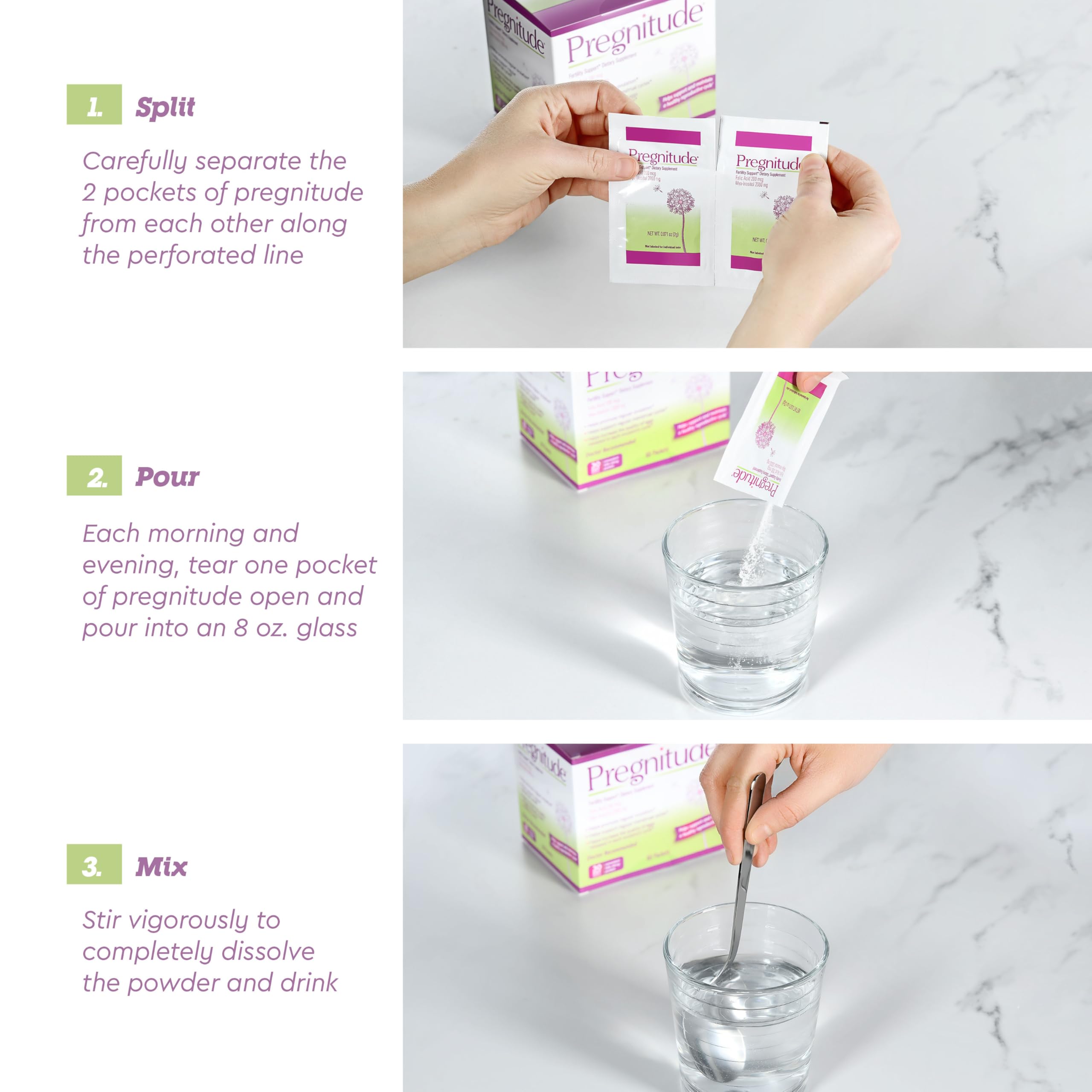 Lifestyle image of Pregnitude packets on a kitchen counter