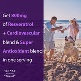 Lifestyle image of Thomas' Resveratrol Plus capsules with a glass of water