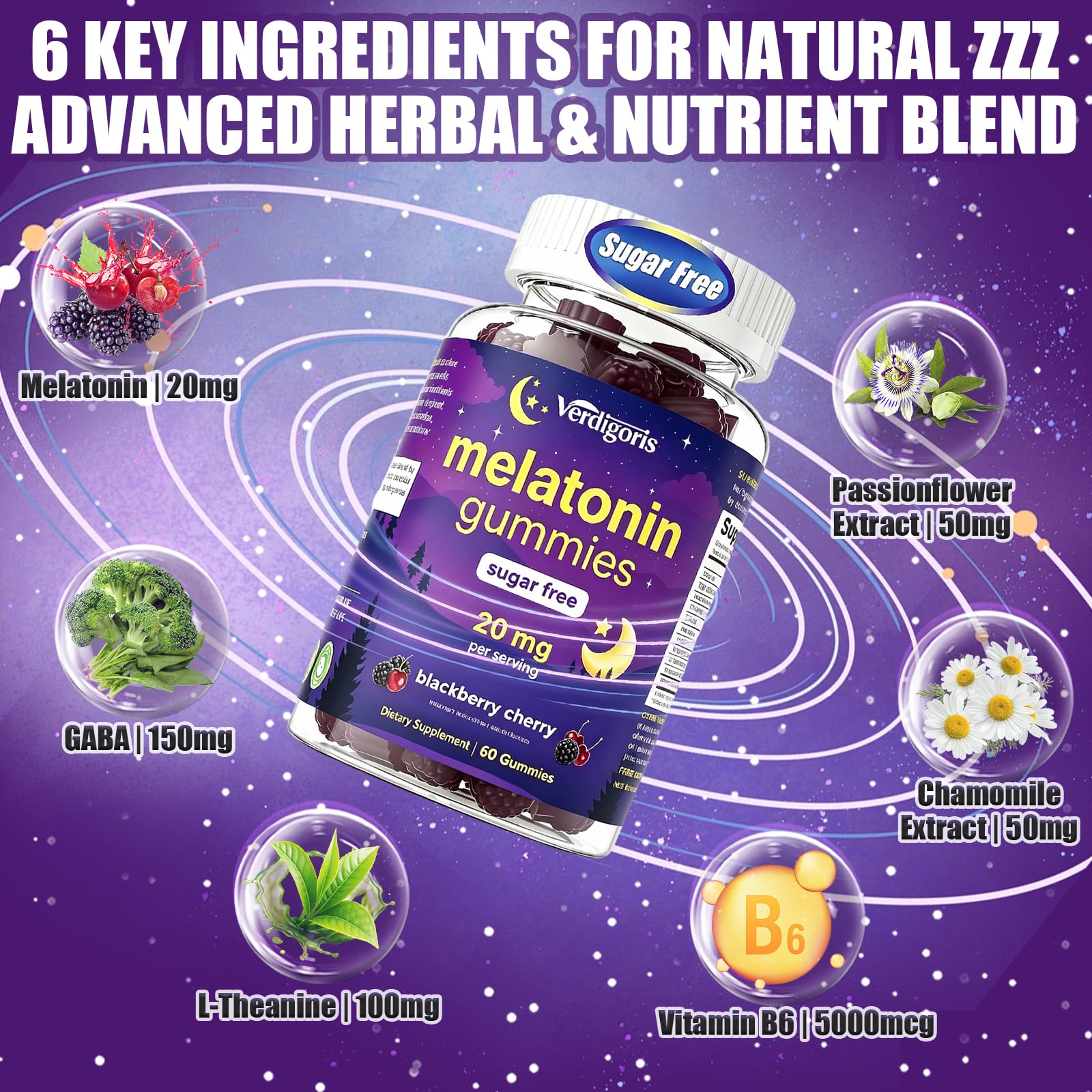 Lifestyle image of Verdigoris Melatonin Gummies on a bedside table