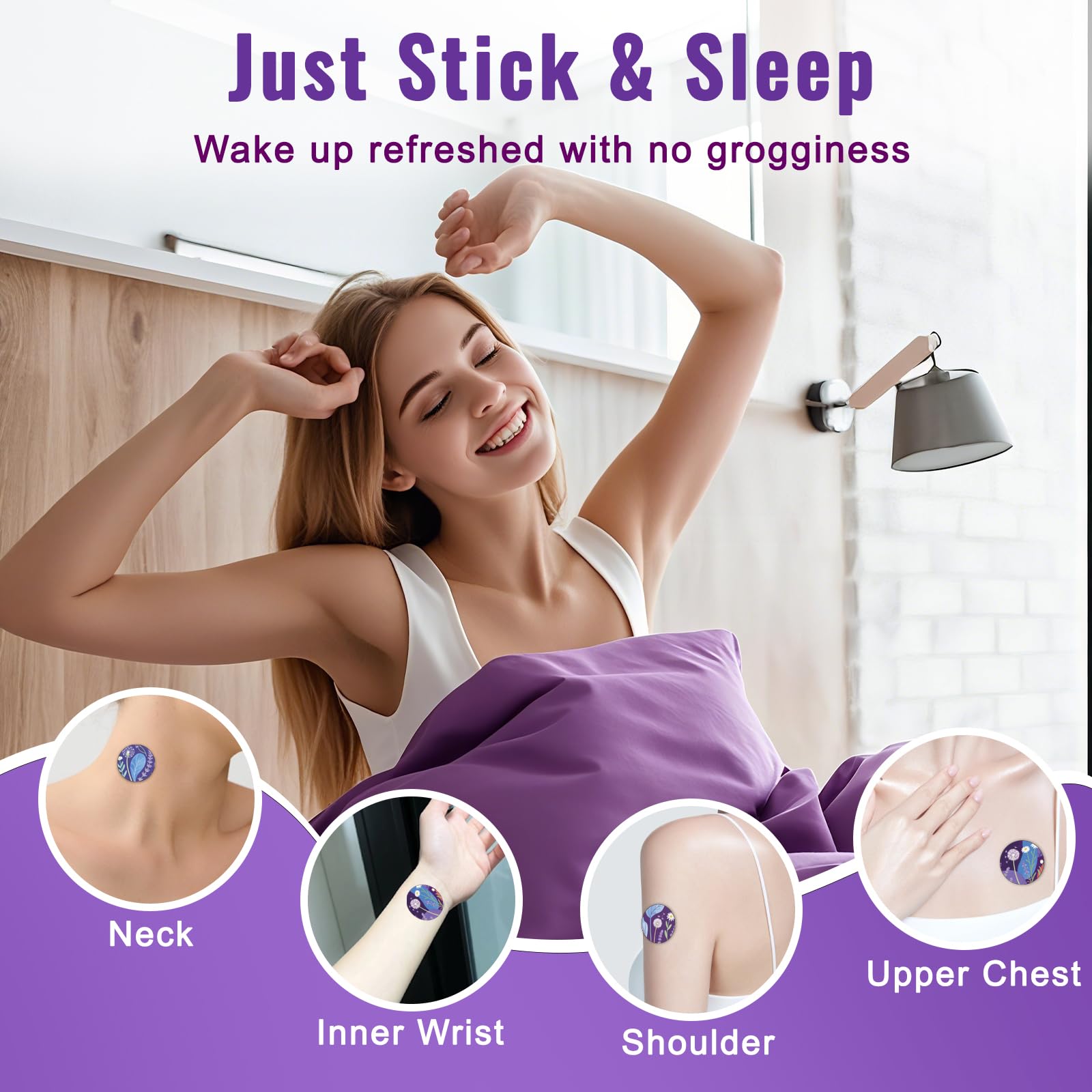 Lifestyle image of WLTHO Deep Sleep Patches on bedside table