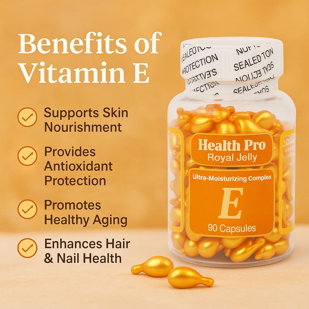 Lifestyle scene featuring NCB NCB TECHNOLOGY Vitamin E Capsules with skincare products
